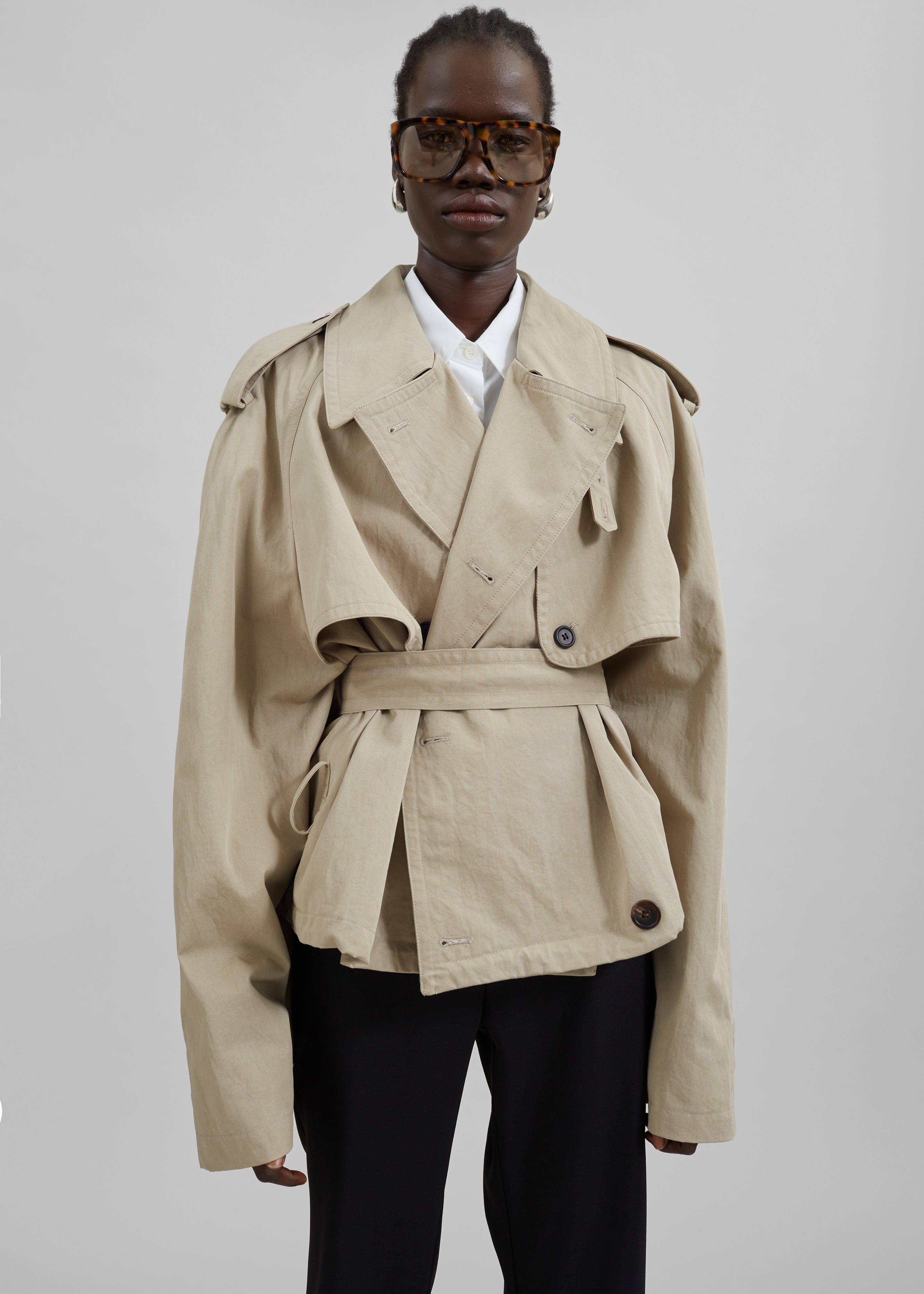 Mads Cropped Trench - Beige - 7