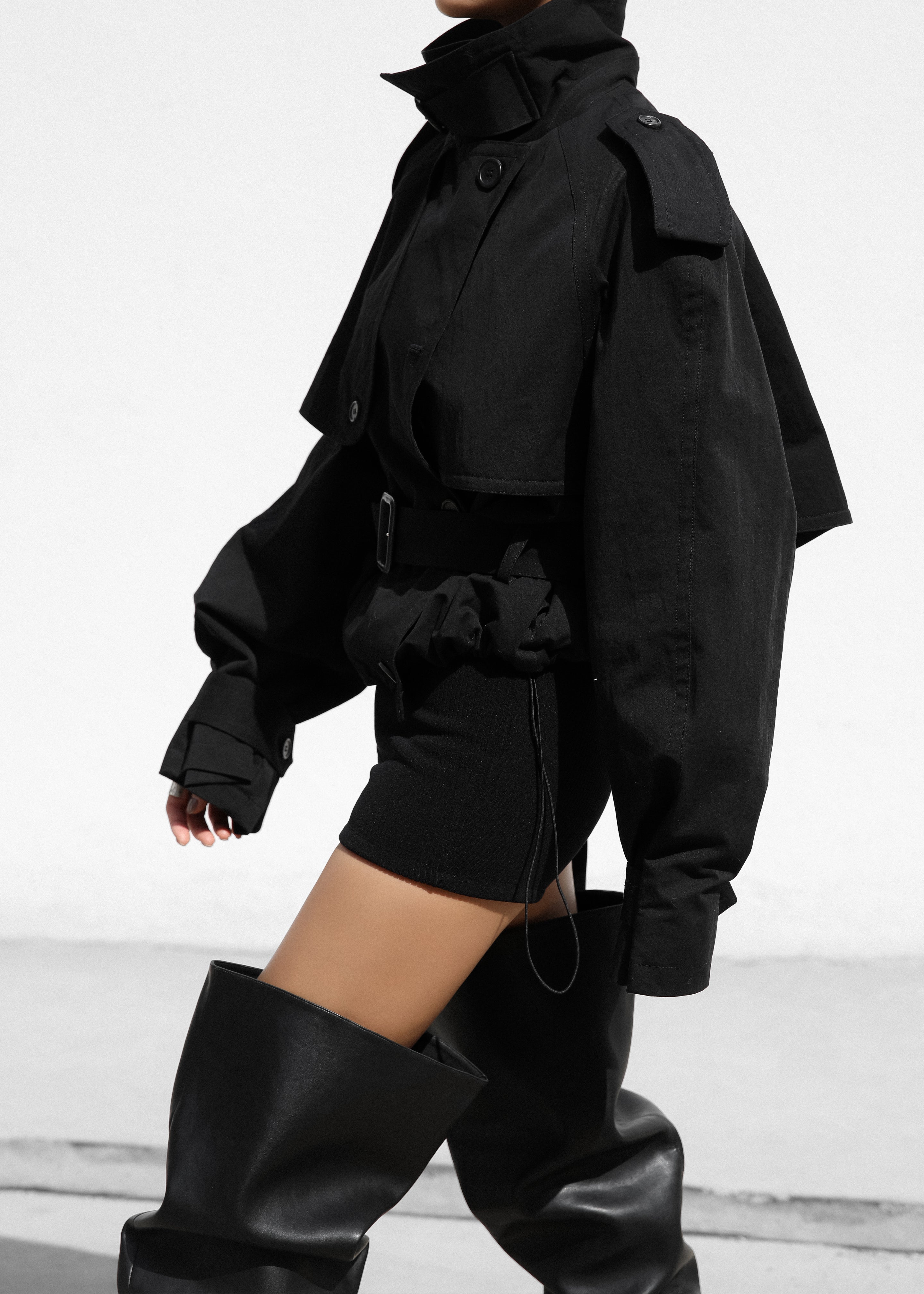 Mads Cropped Trench - Black - 4