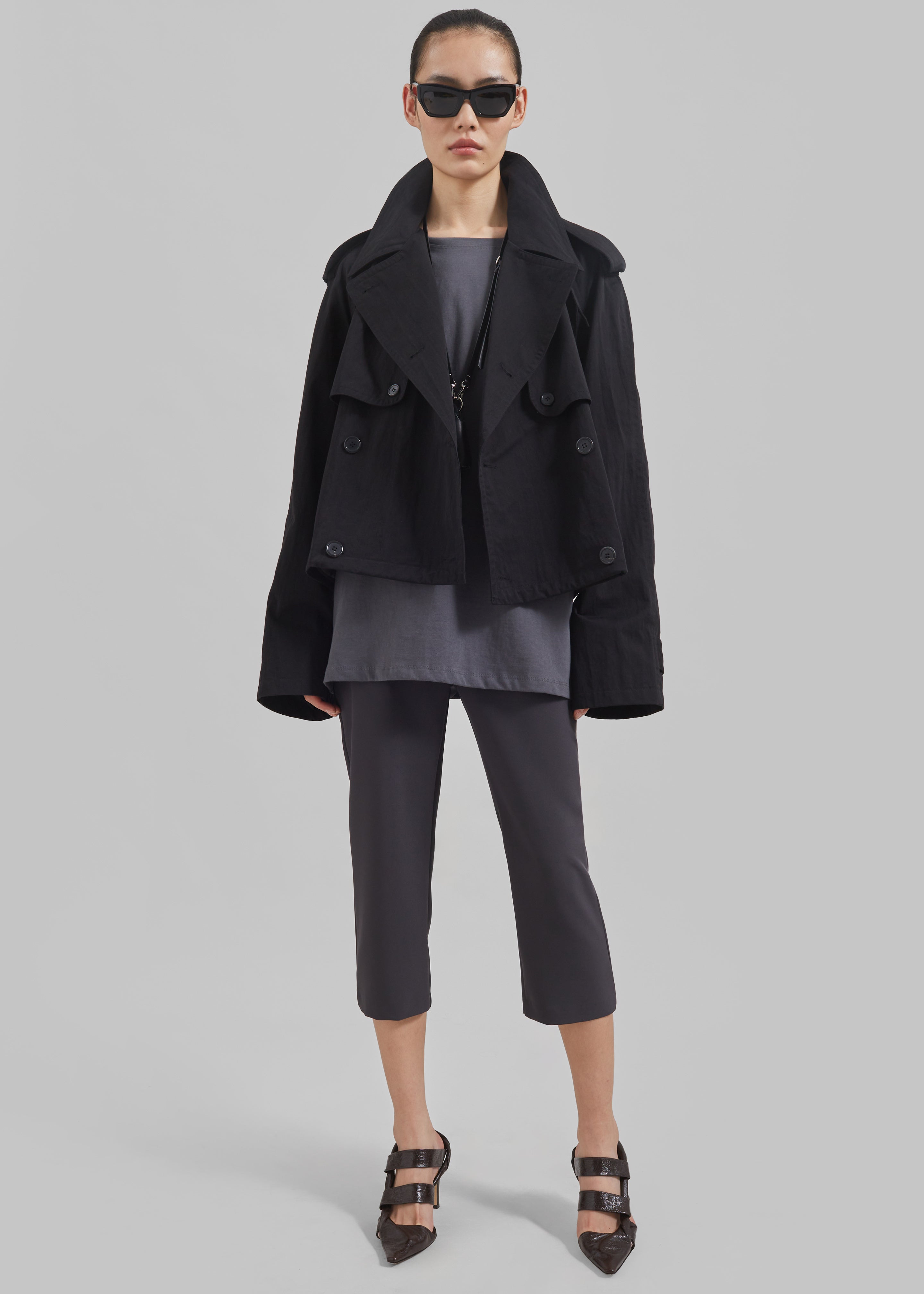 Mads Cropped Trench - Black - 3