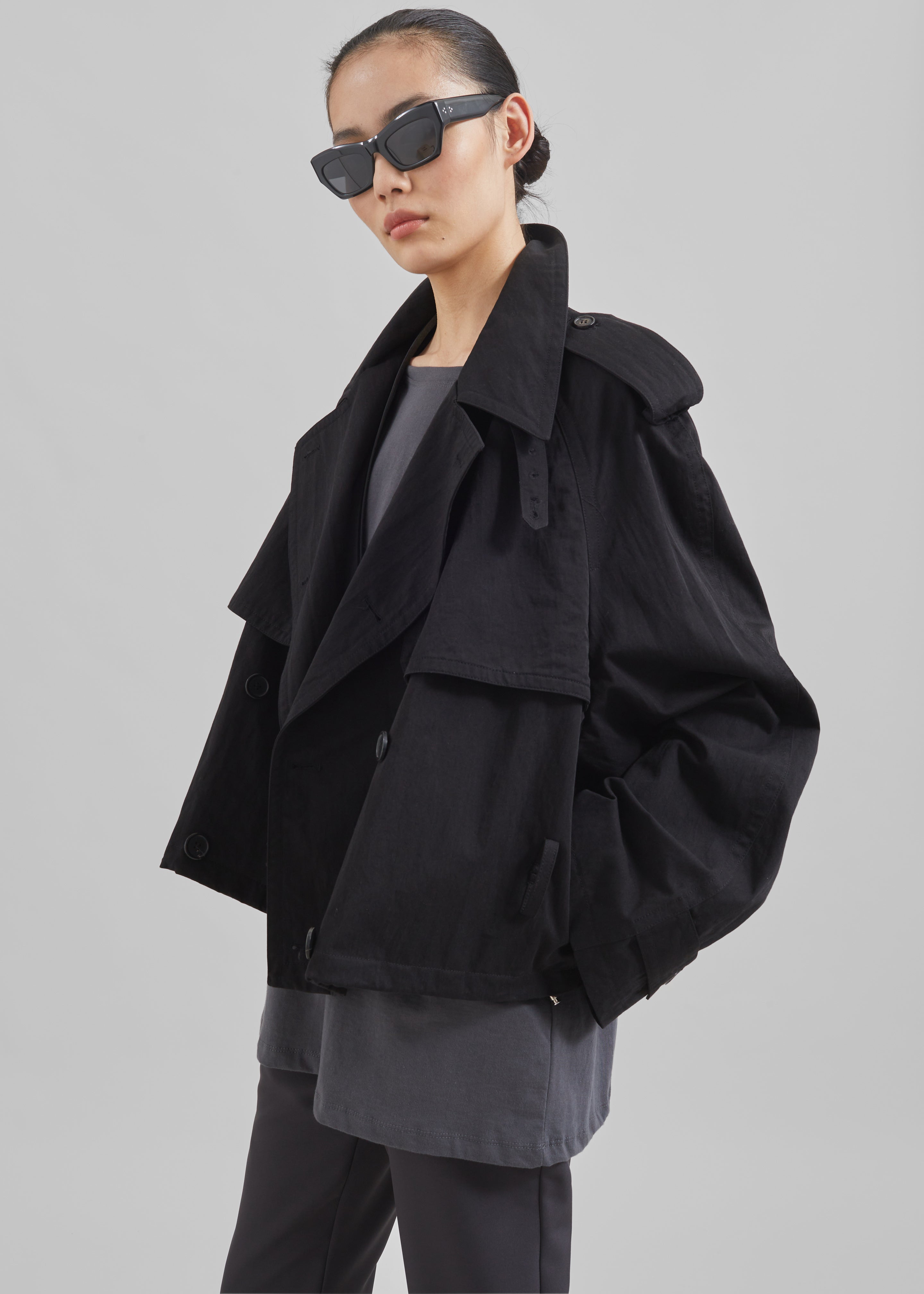 Mads Cropped Trench - Black - 5