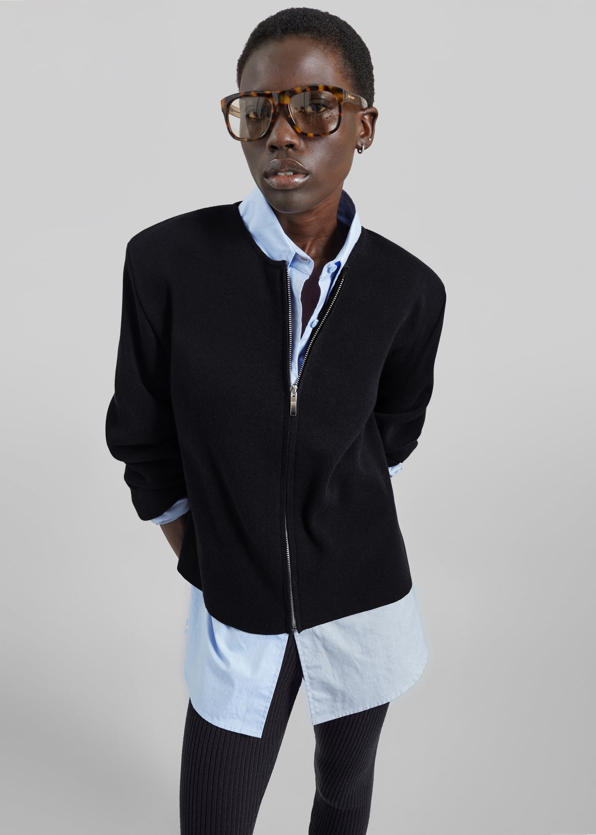 Cardigan Mael à épaulettes - Noir