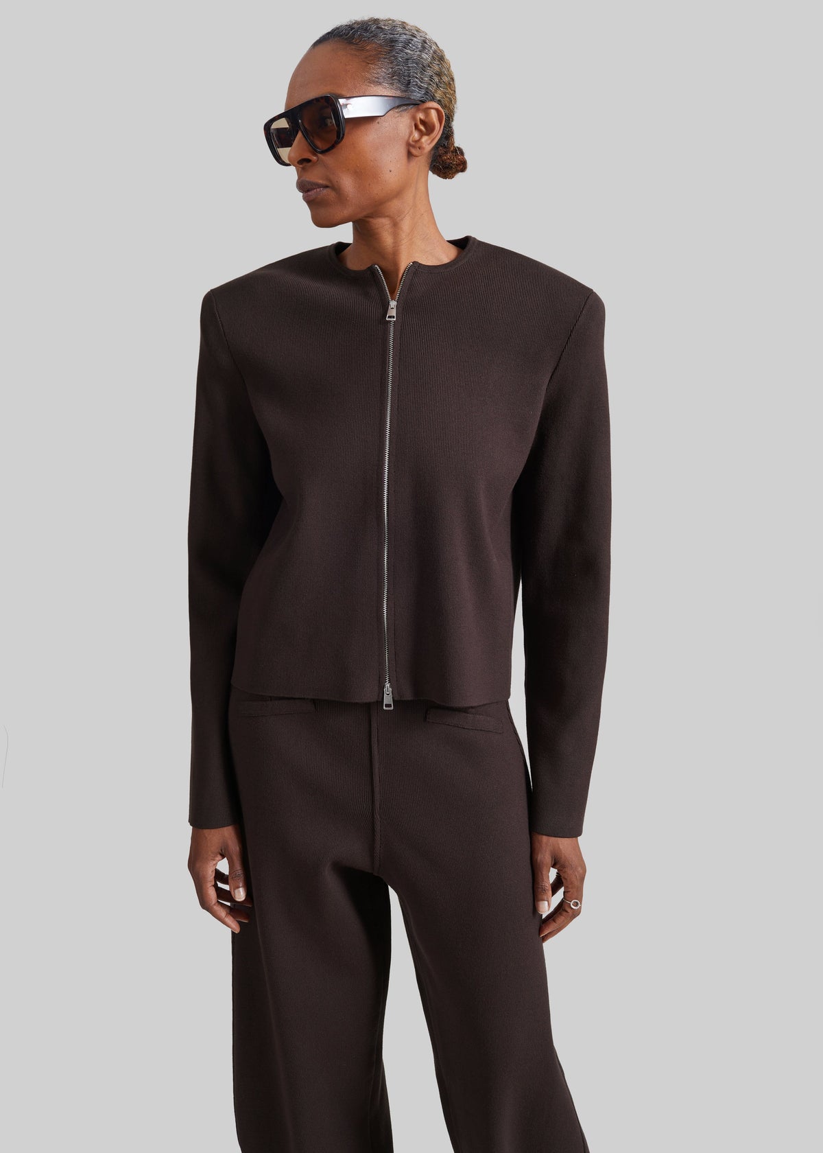 Mael Padded Cardigan - Brown