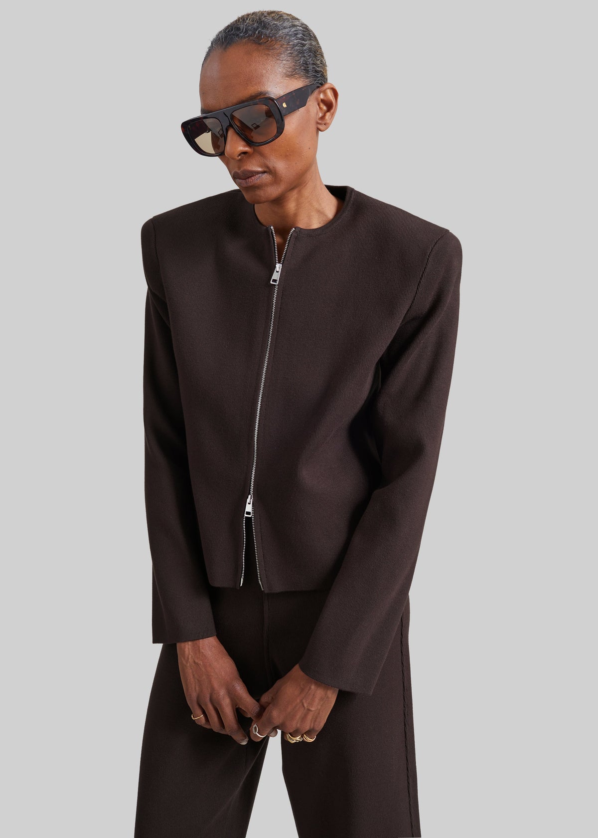 Mael Padded Cardigan - Brown