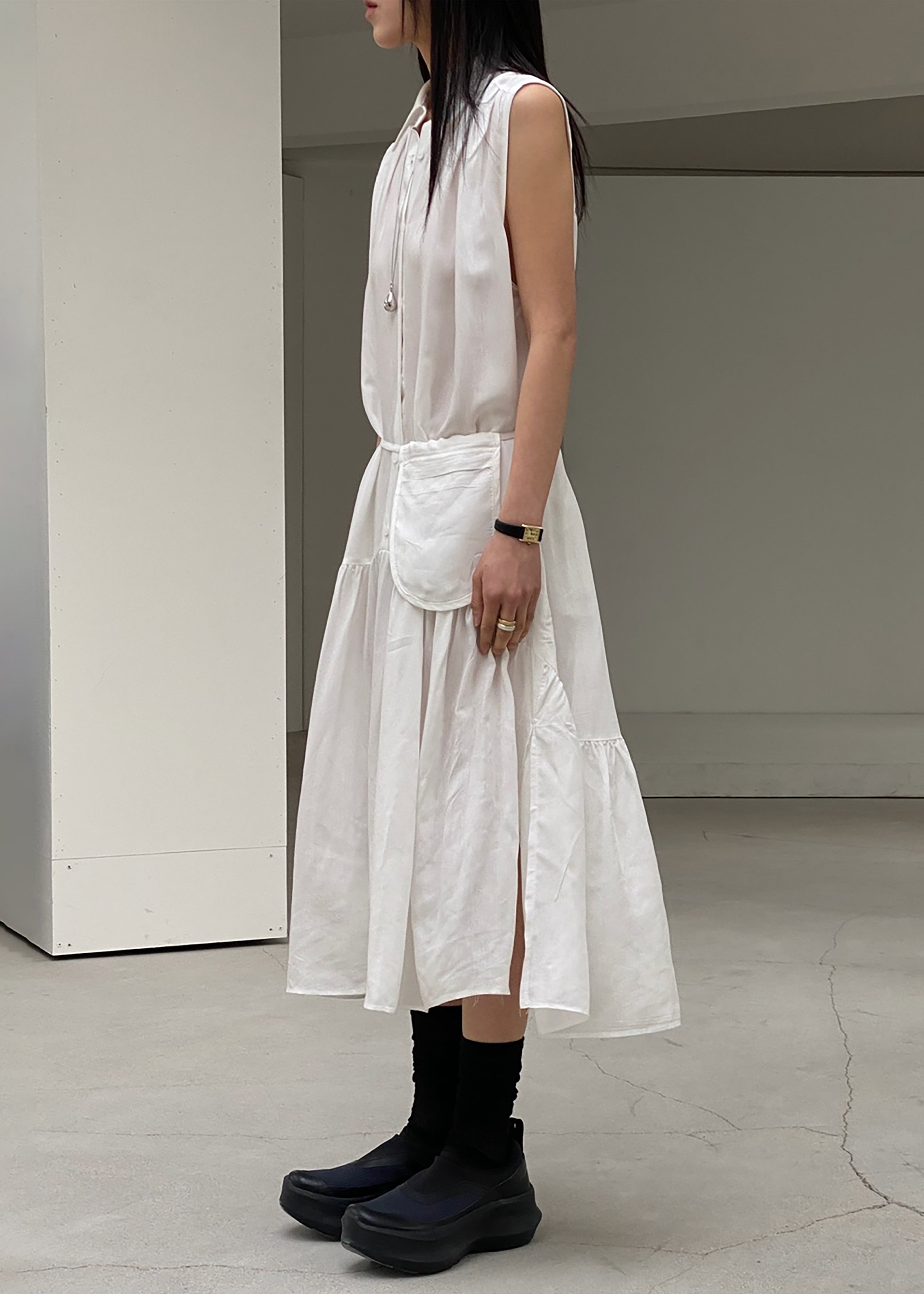 Maela Button Up Midi Dress - White - 10