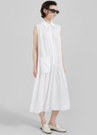 Maela Button Up Midi Dress - White