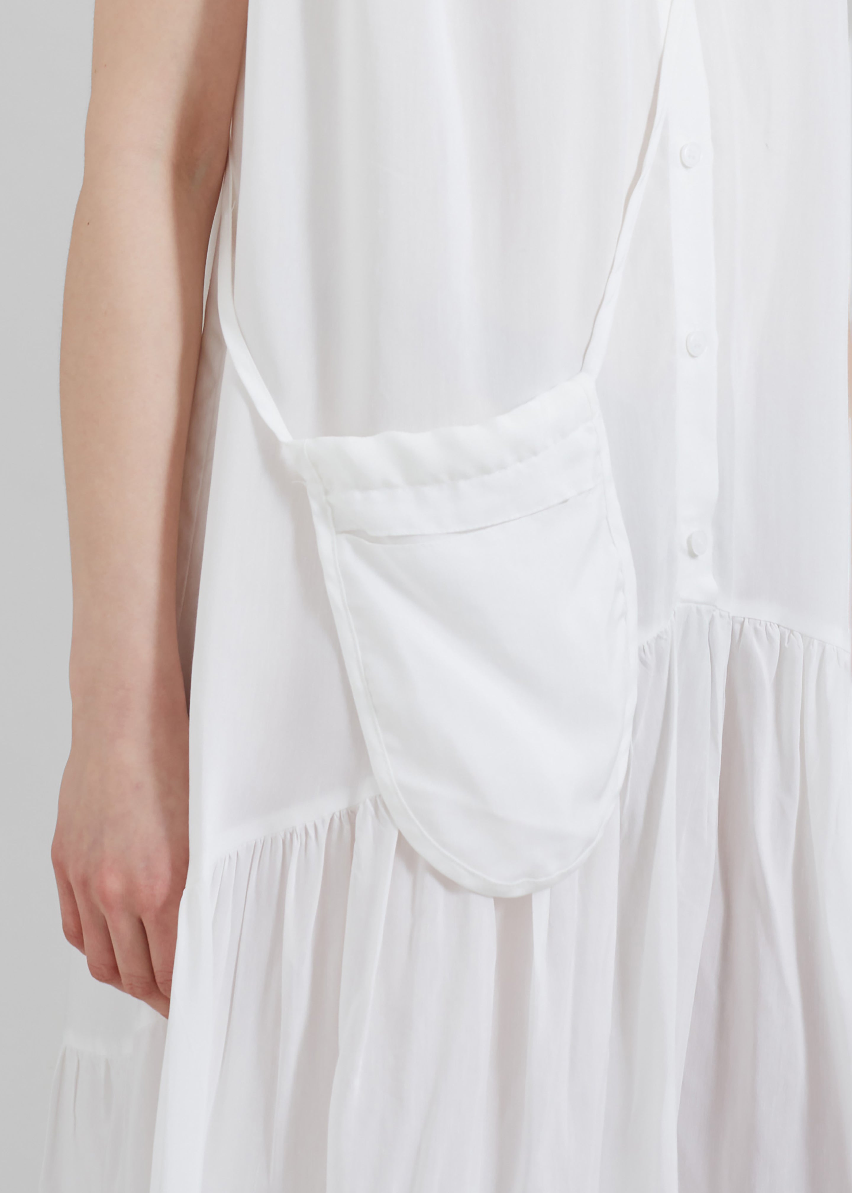 Maela Button Up Midi Dress - White - 7