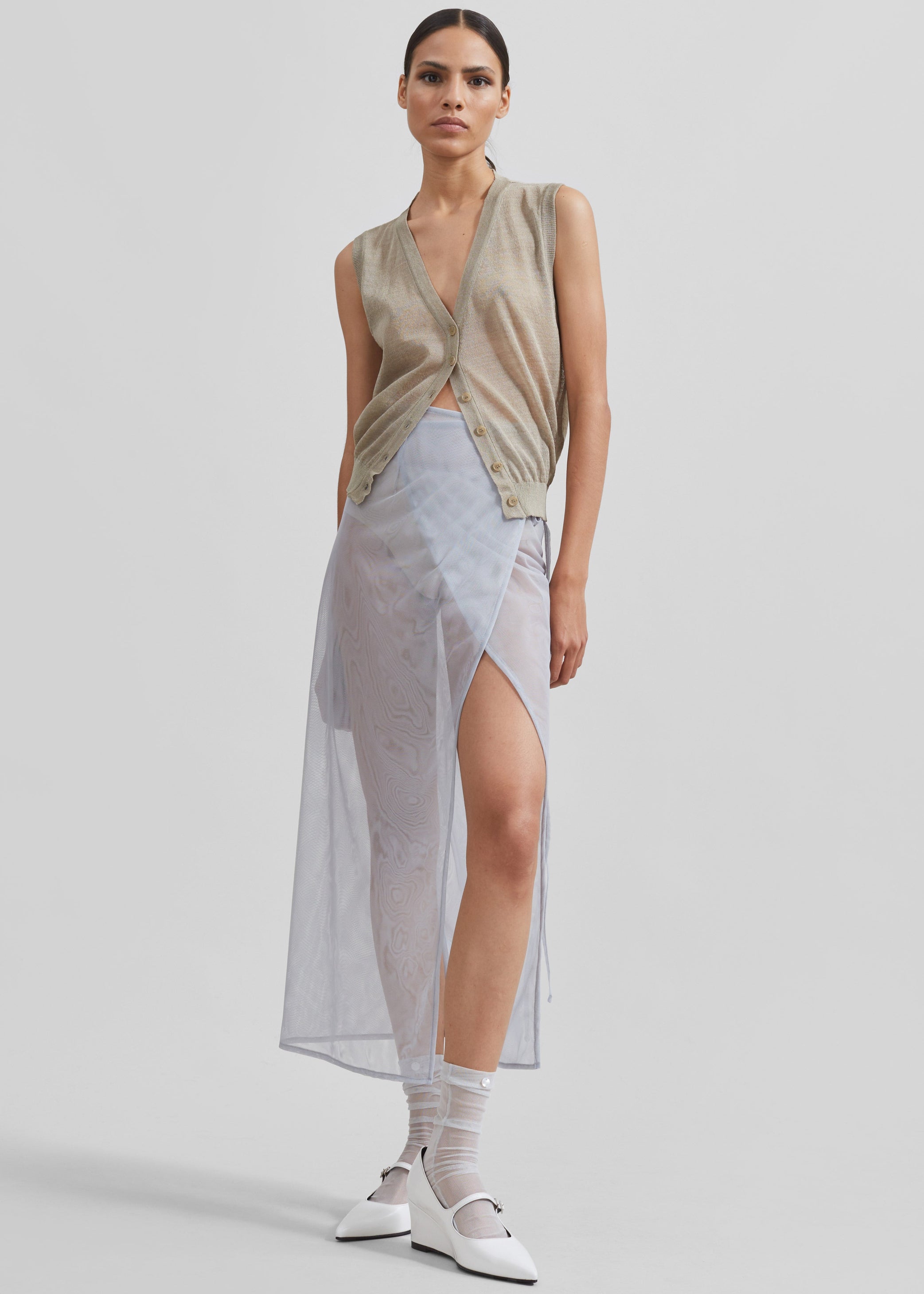 Shop the look image for Magdalena Sheer Midi Skirt - Grey