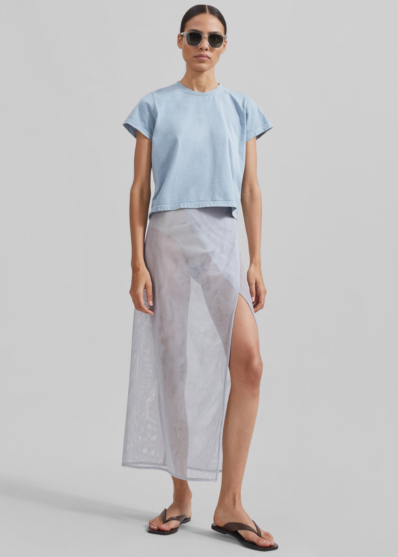 Magdalena Sheer Midi Skirt - Grey - 1