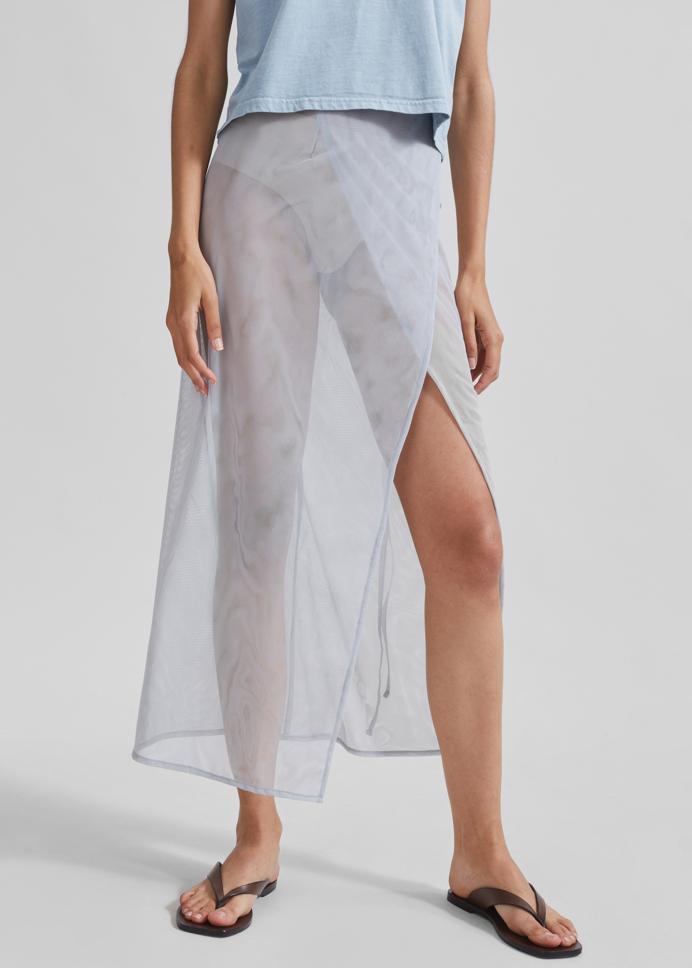 Magdalena Sheer Midi Skirt - Grey - 8