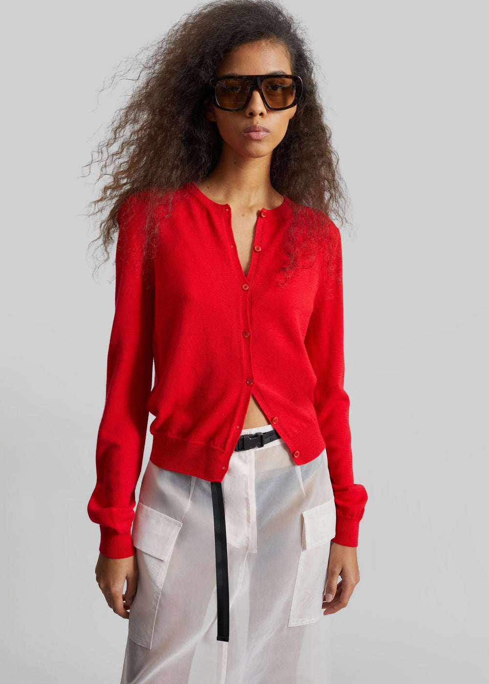 Mahim Superfine Wool Cardigan - Red - 1