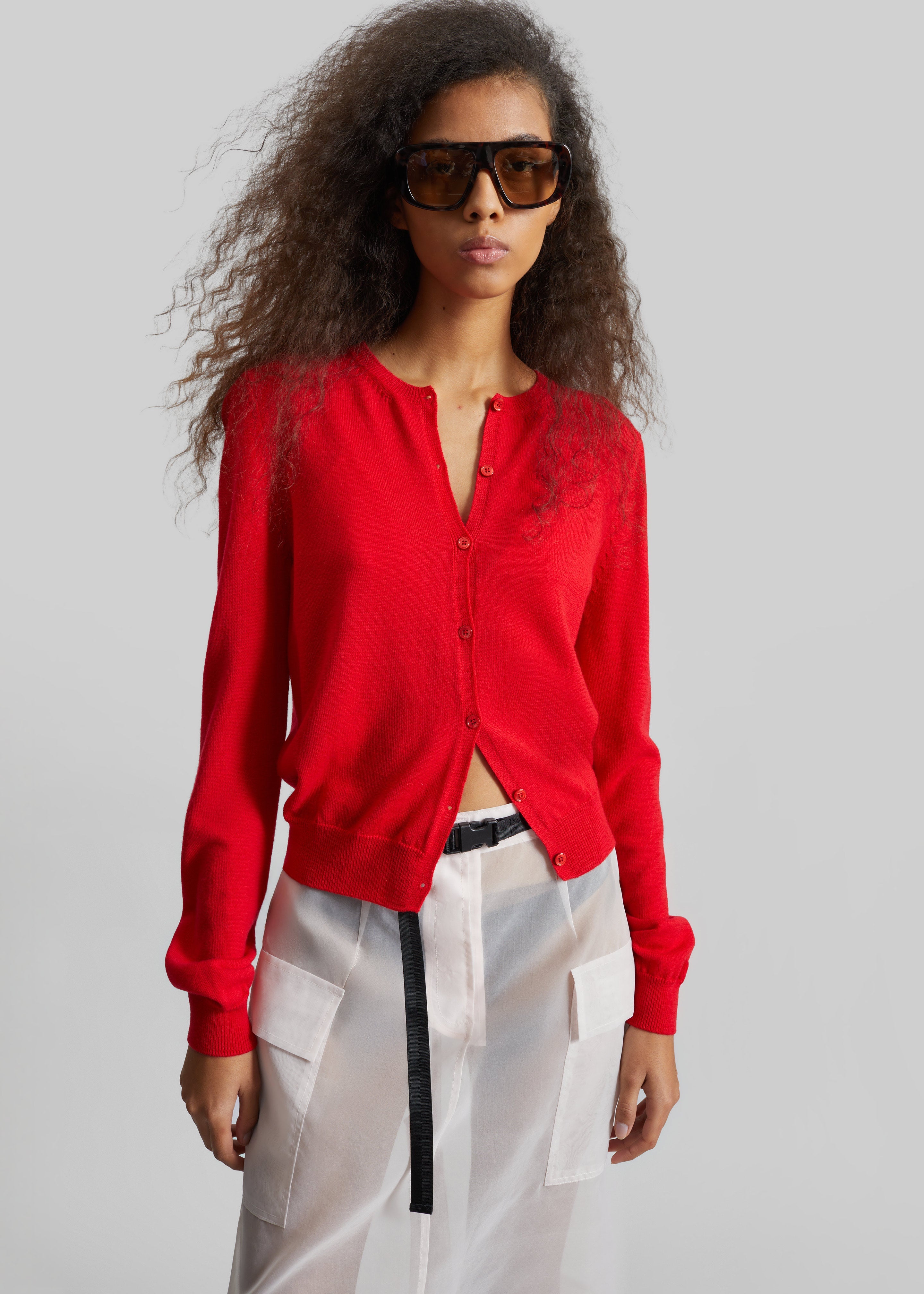 Mahim Superfine Wool Cardigan - Red - 2