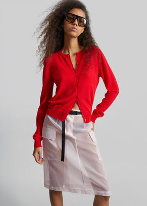 Mahim Superfine Wool Cardigan - Red