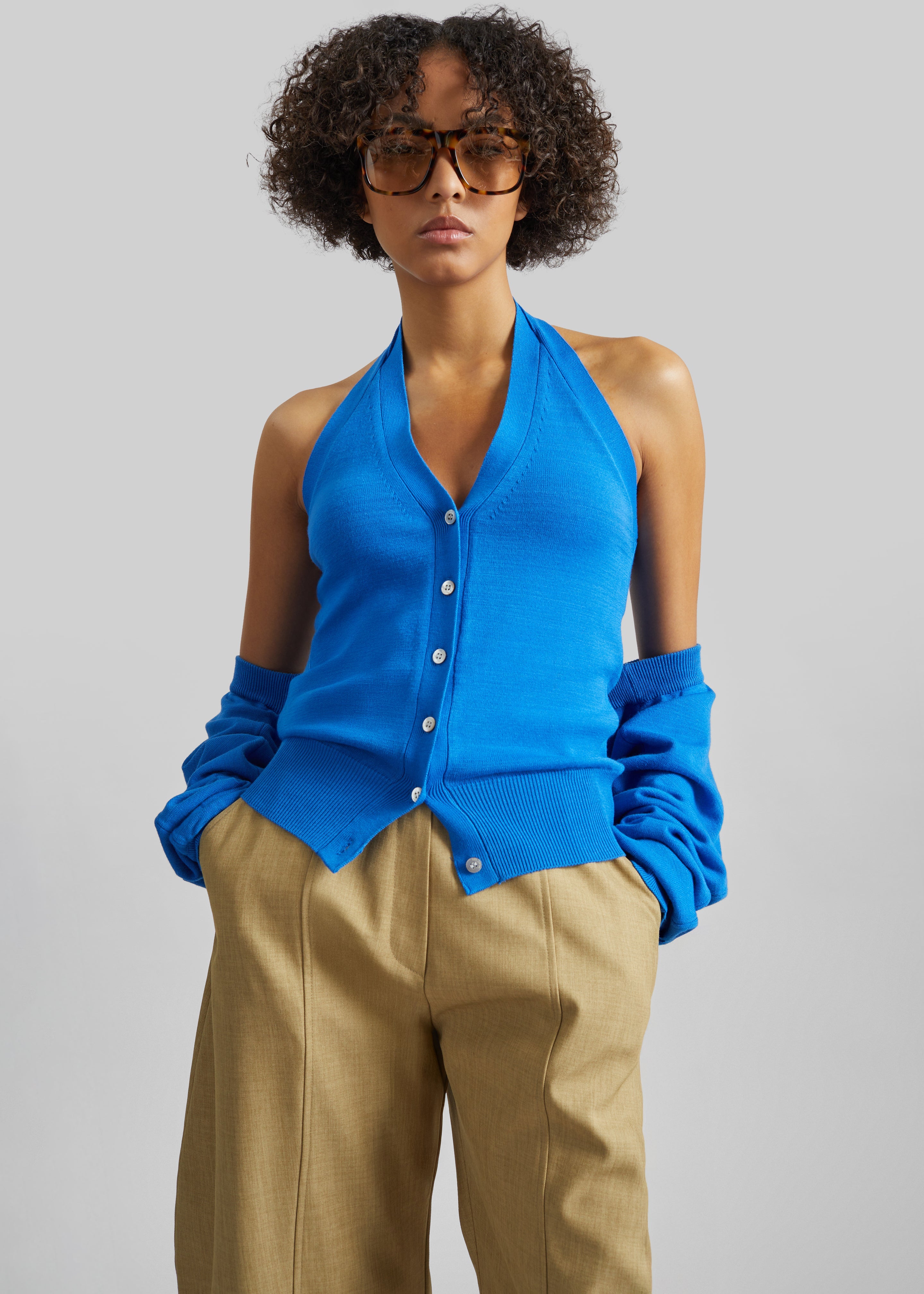 Maia Convertible Knit Halter Top - Cobalt - 3