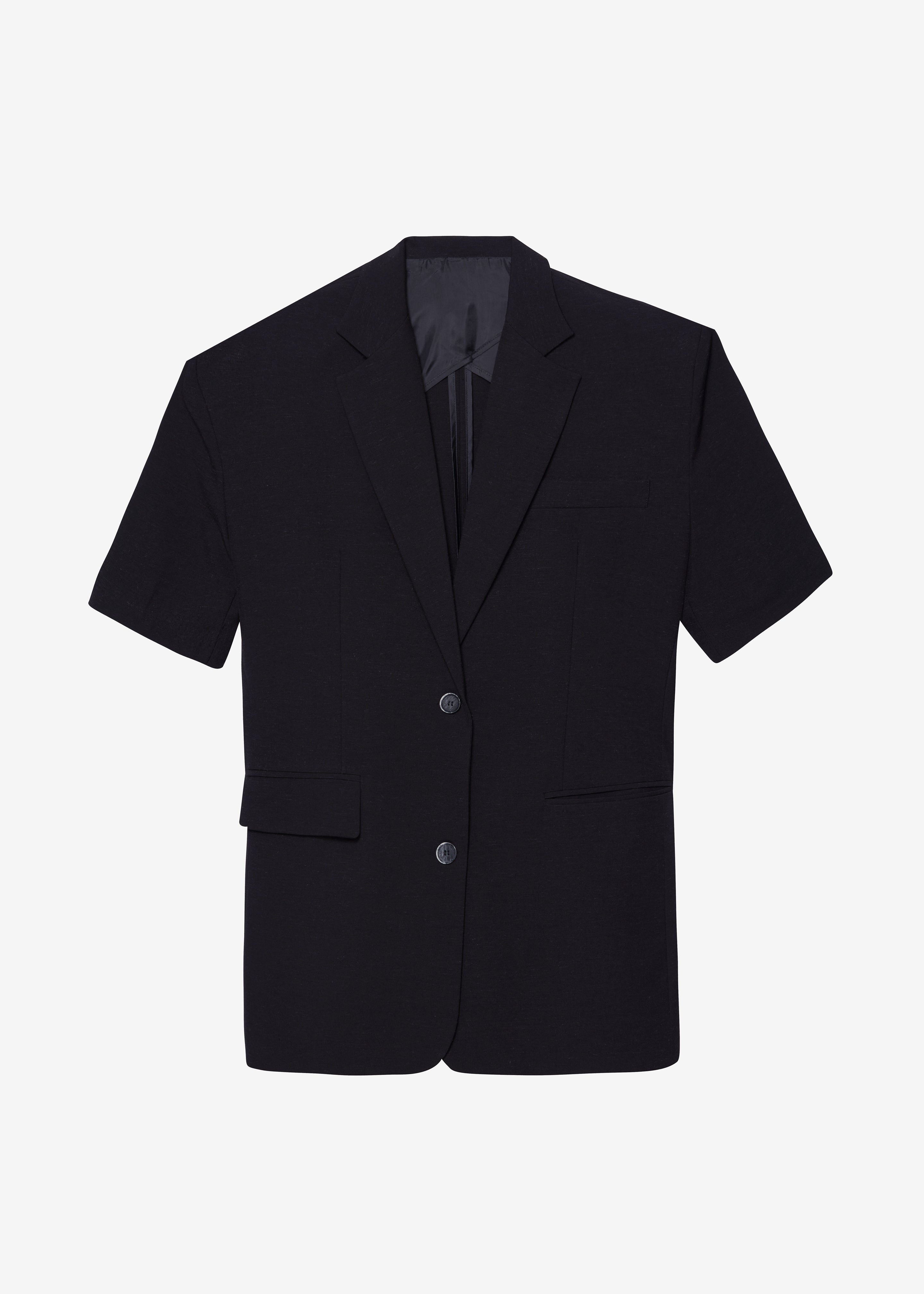 Maisie Short Sleeve Twill Blazer - Black - 15