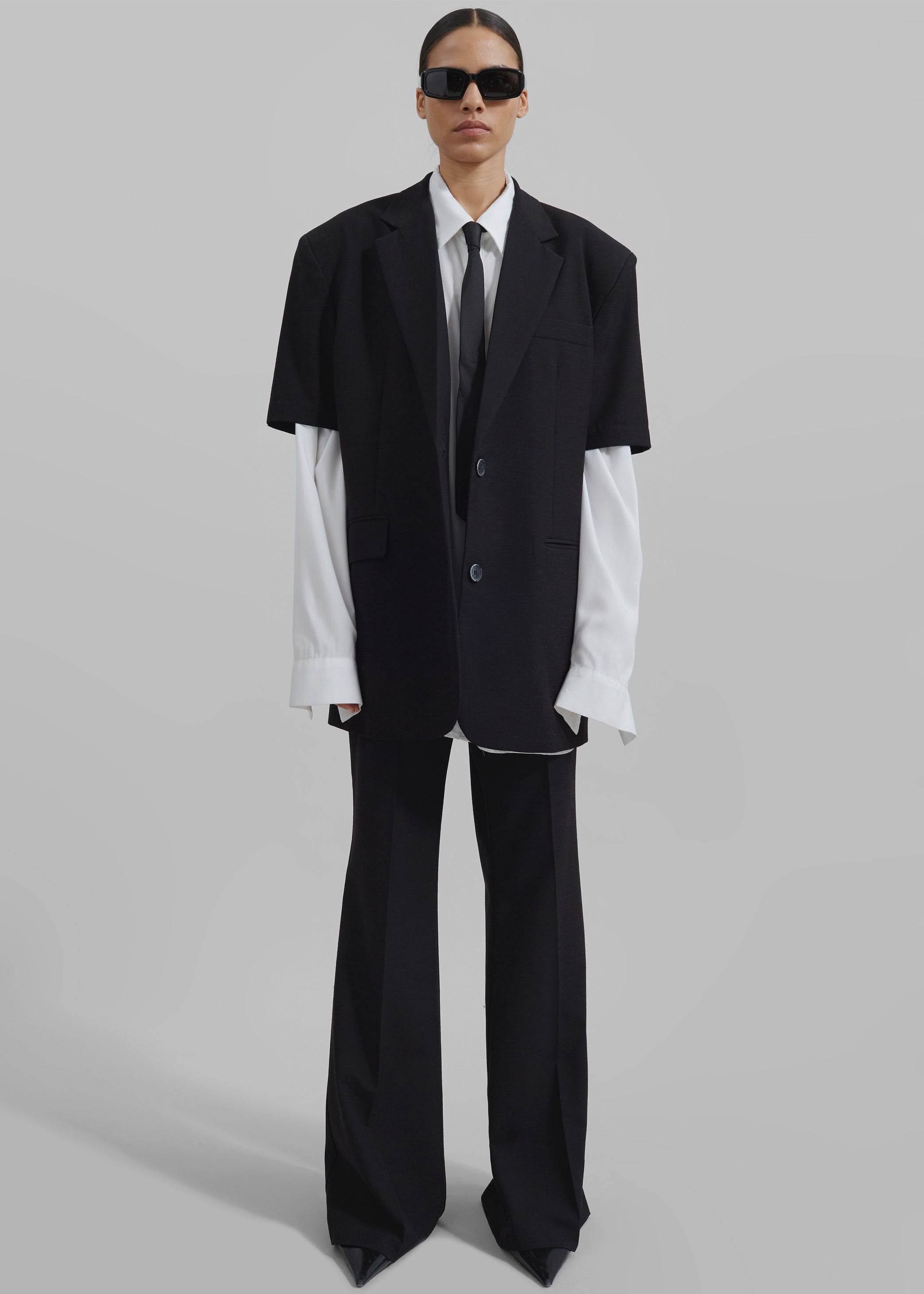 Shop the look image for Maisie Short Sleeve Twill Blazer - Black