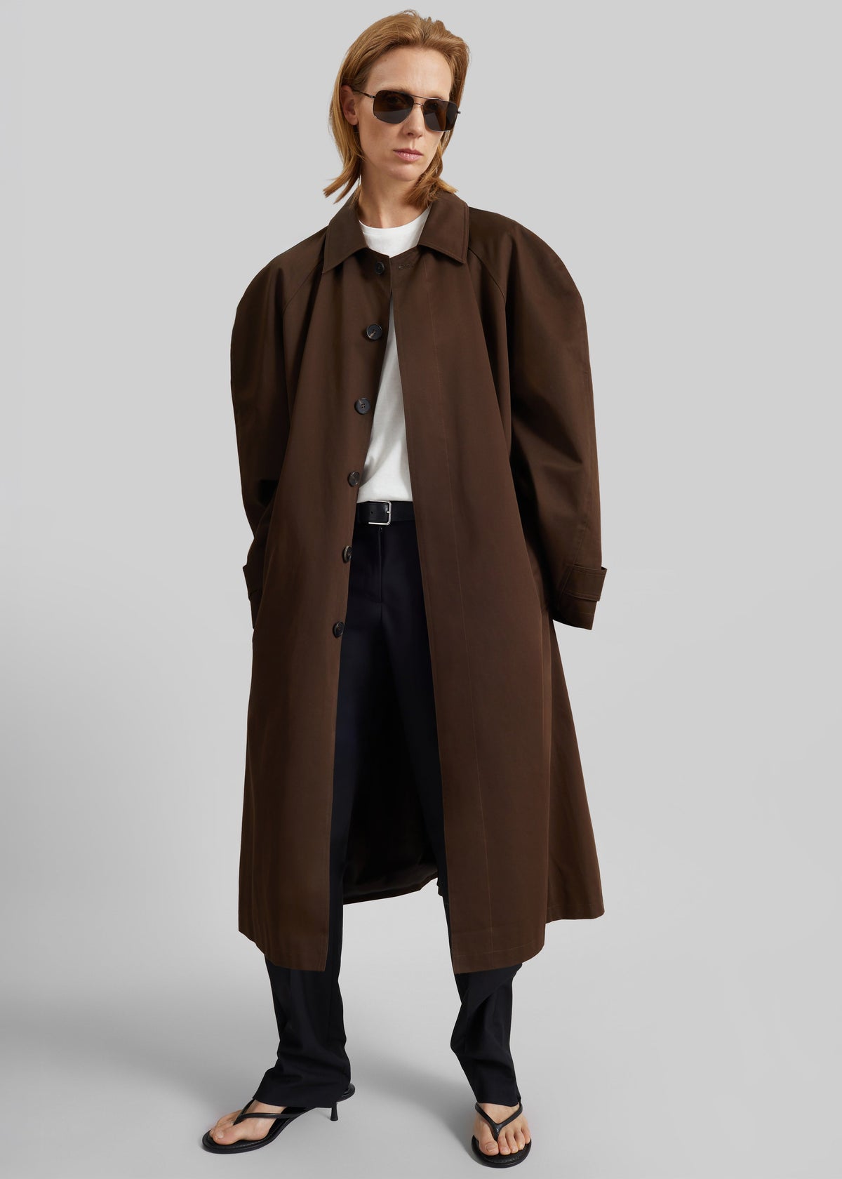 Malmedy Oversized Long Coat - Brown - 2