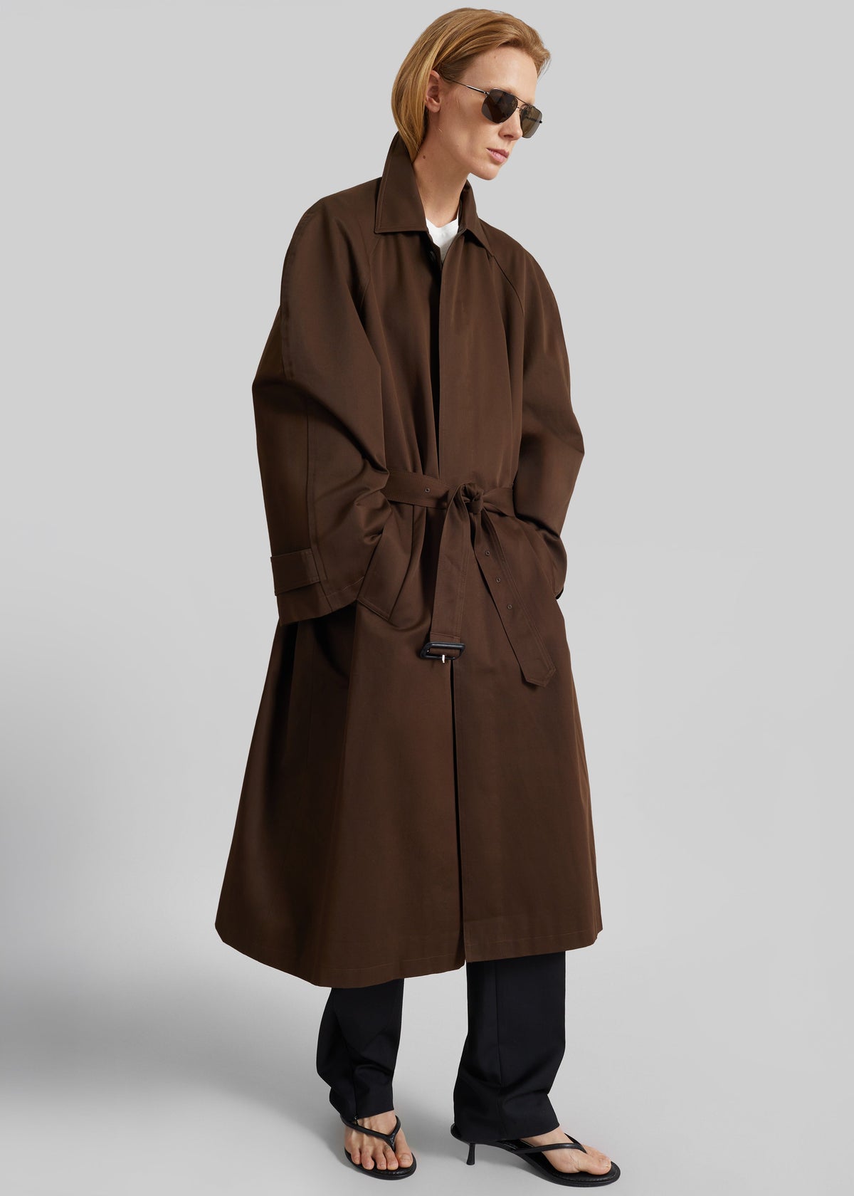Malmedy Oversized Long Coat - Brown - 1