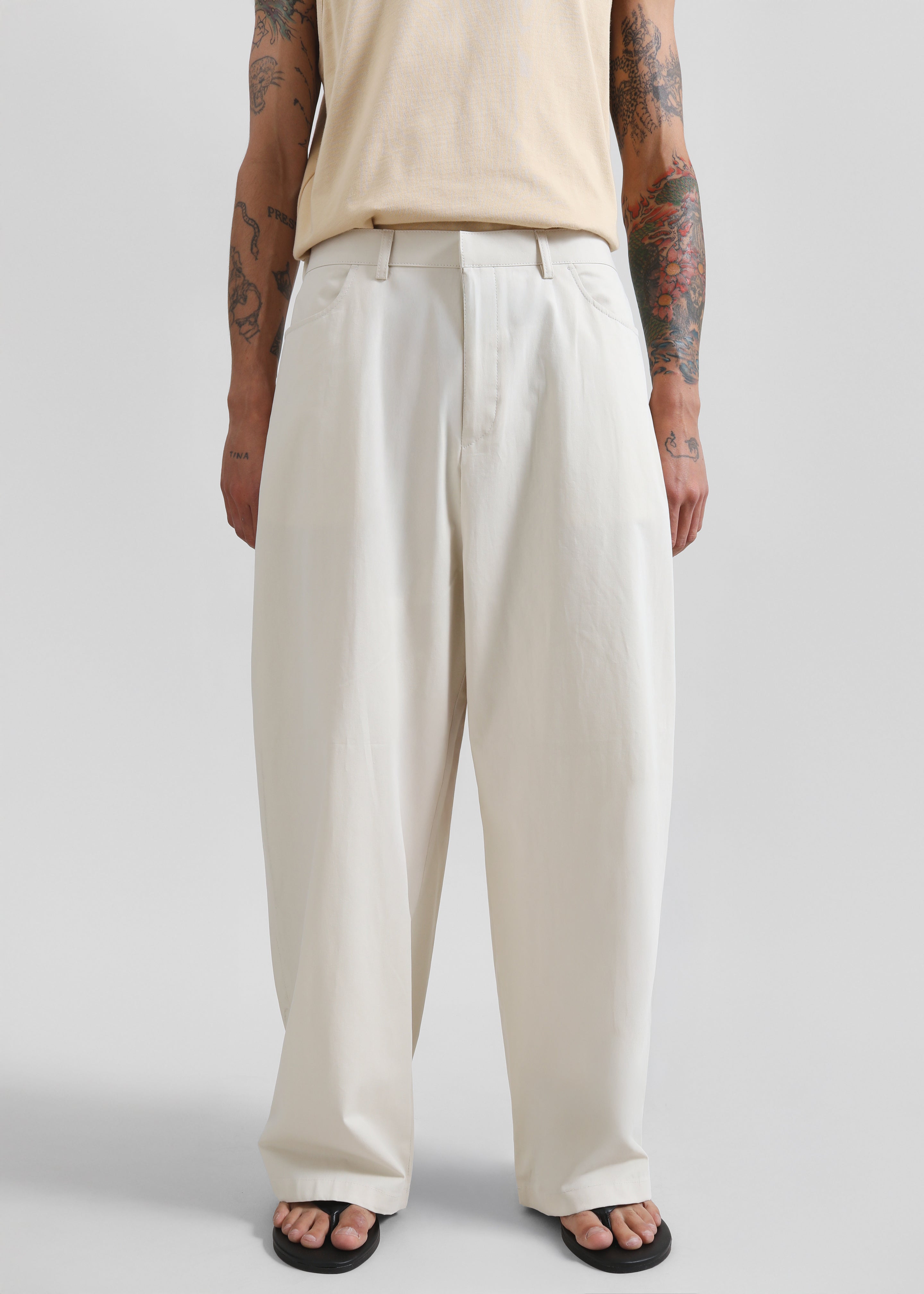 Malton Wide Trousers - Ecru - 4