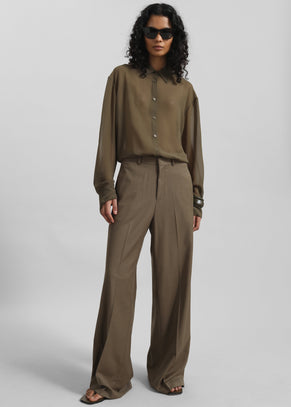 Malvan Wide Trousers - Olive Brown