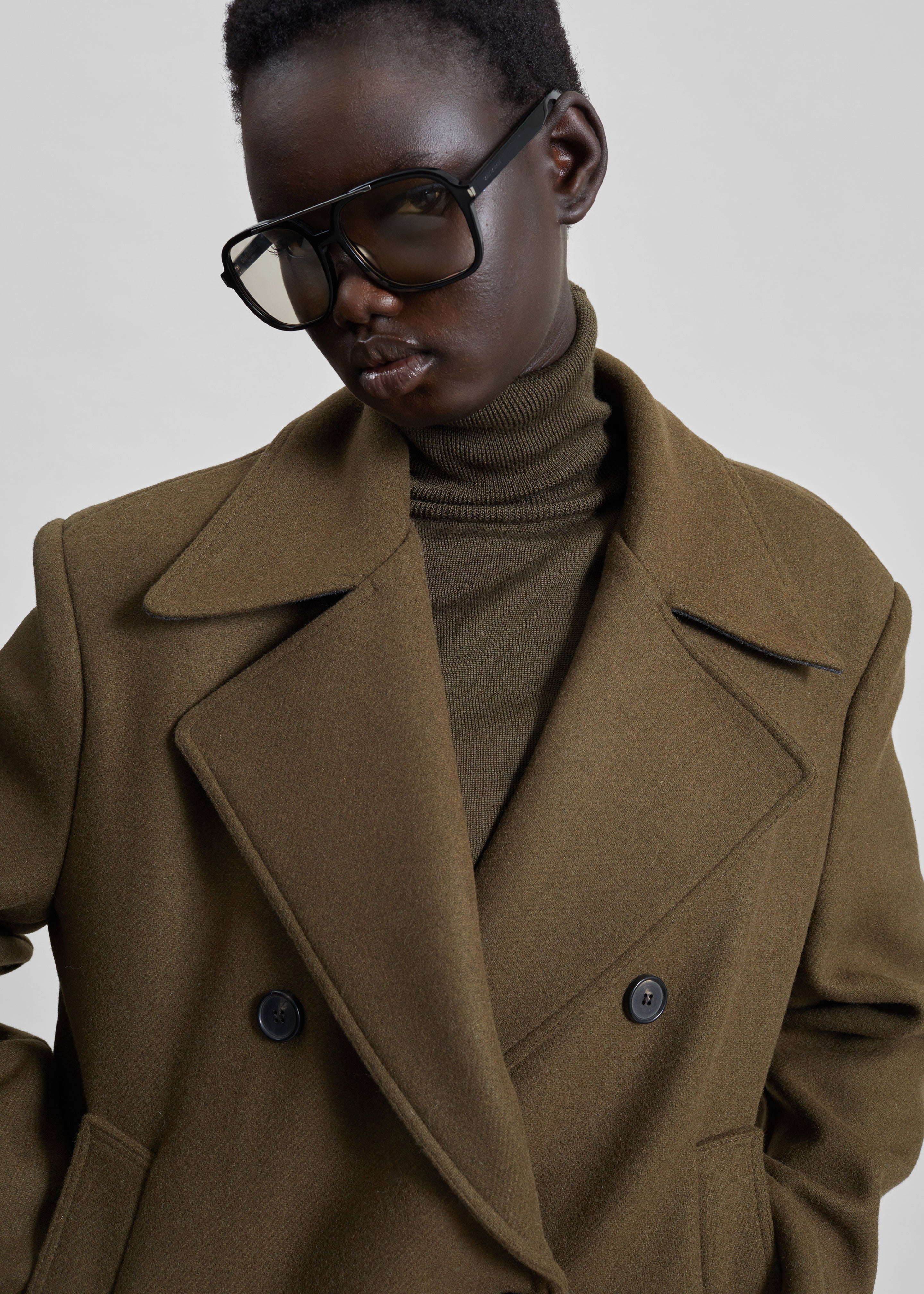 Manali Belted Peacoat - Olive Brown – The Frankie Shop Europe