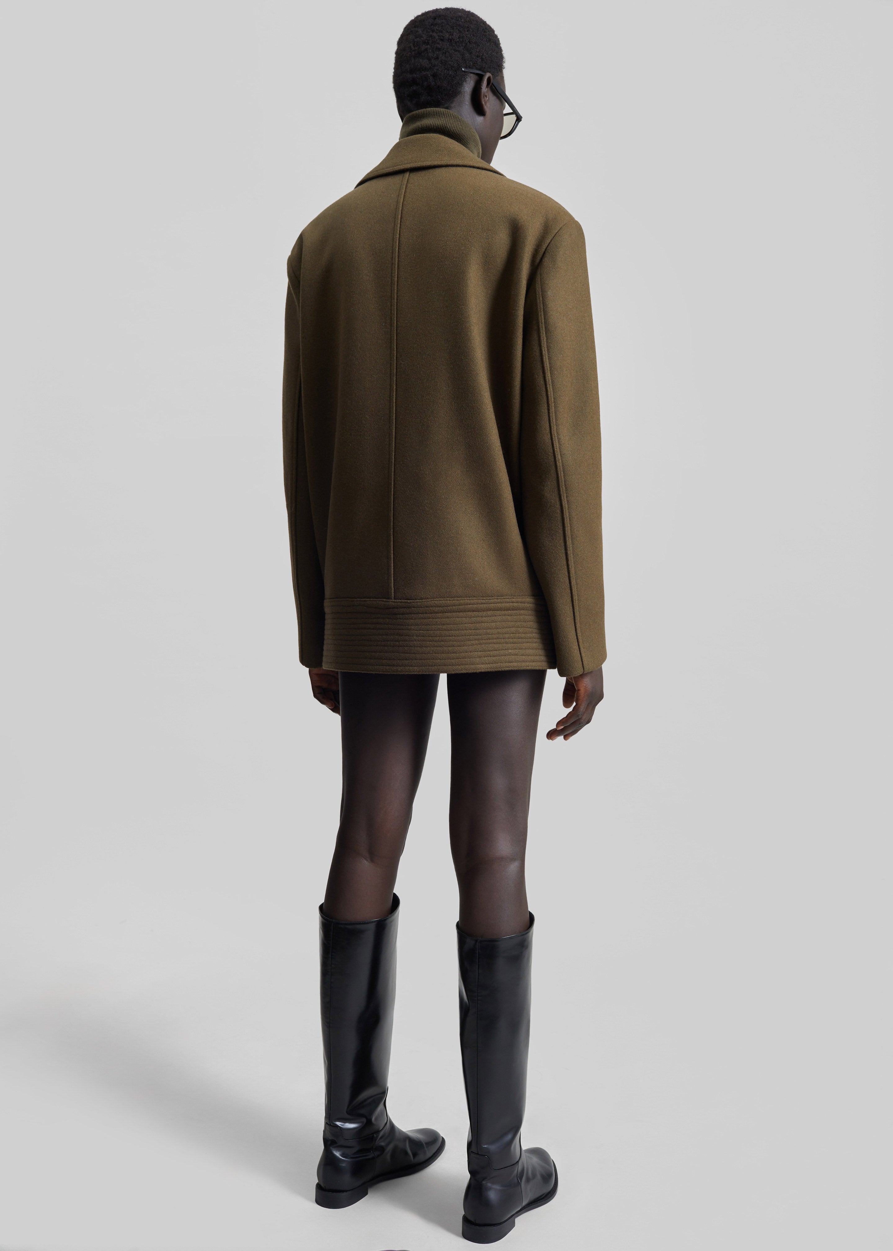 Manali Belted Peacoat - Olive Brown - 8