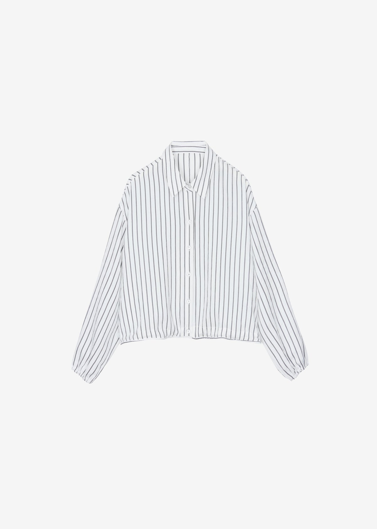 Manisa Cropped Drawstring Shirt - White/Black Stripe - 7