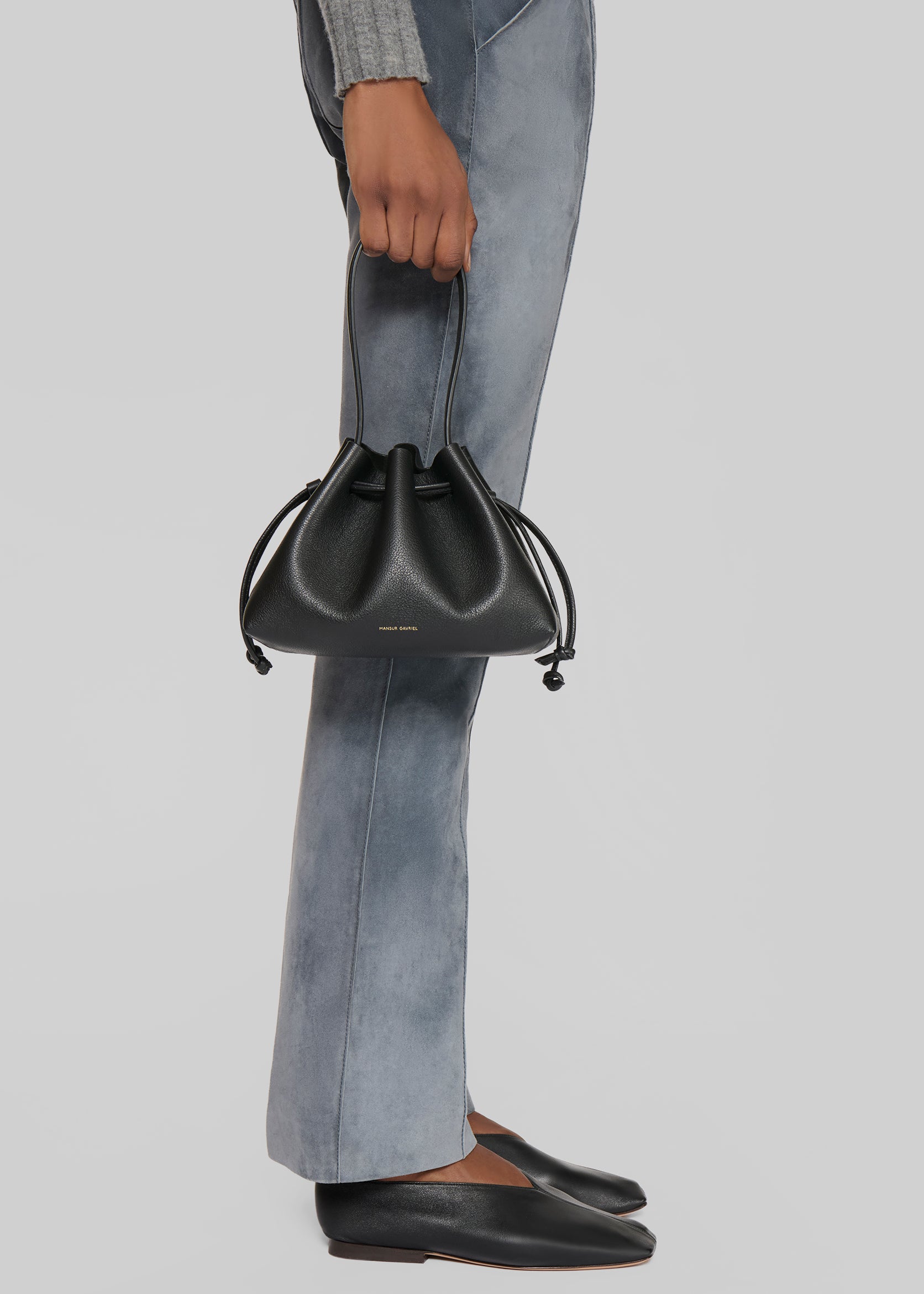 Mansur Gavriel Drawstring Pouchette - Black - 2