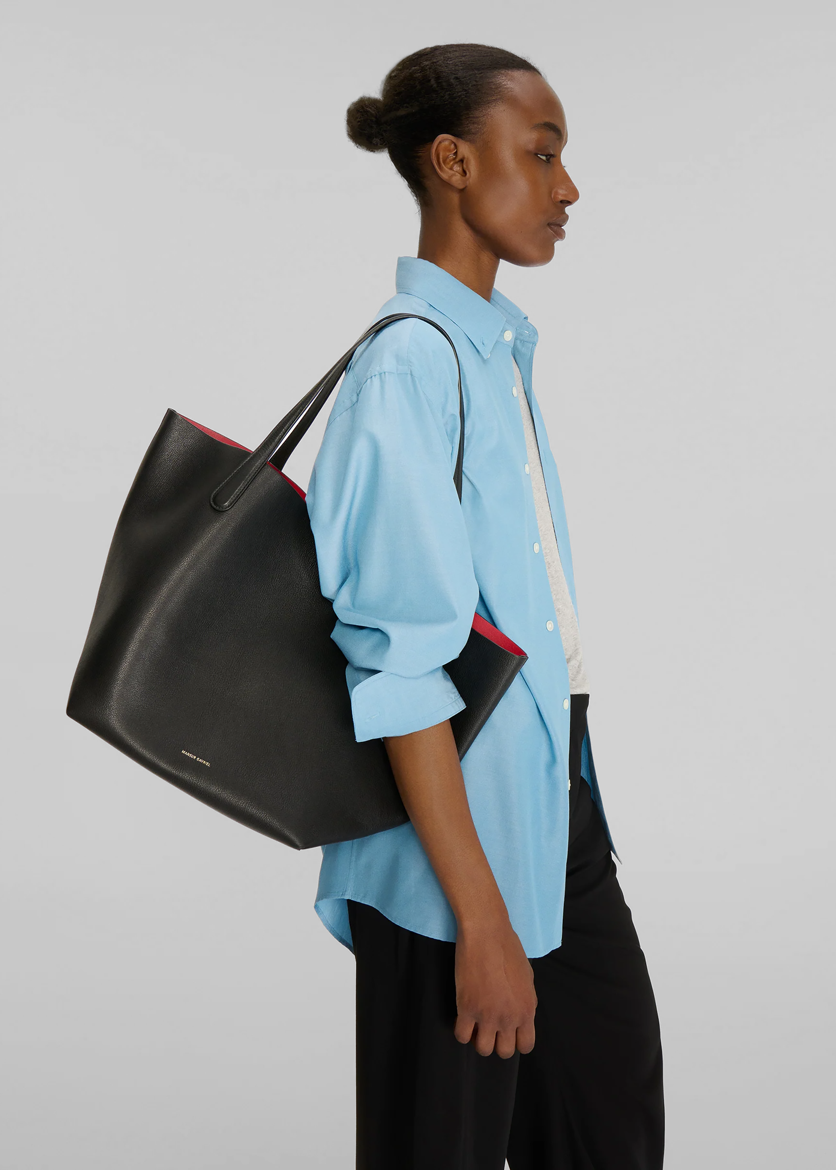 Mansur Gavriel Everyday Soft Tote - Black/Flamma - 3