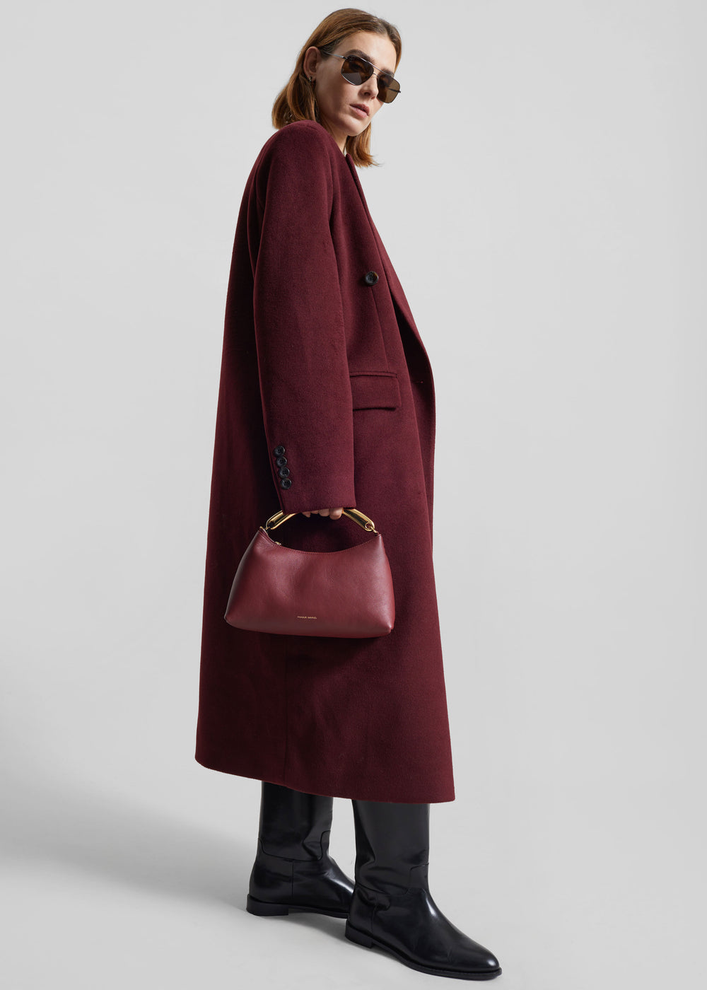 Mansur Gavriel Metal Handle Rhea Bag - Oxblood