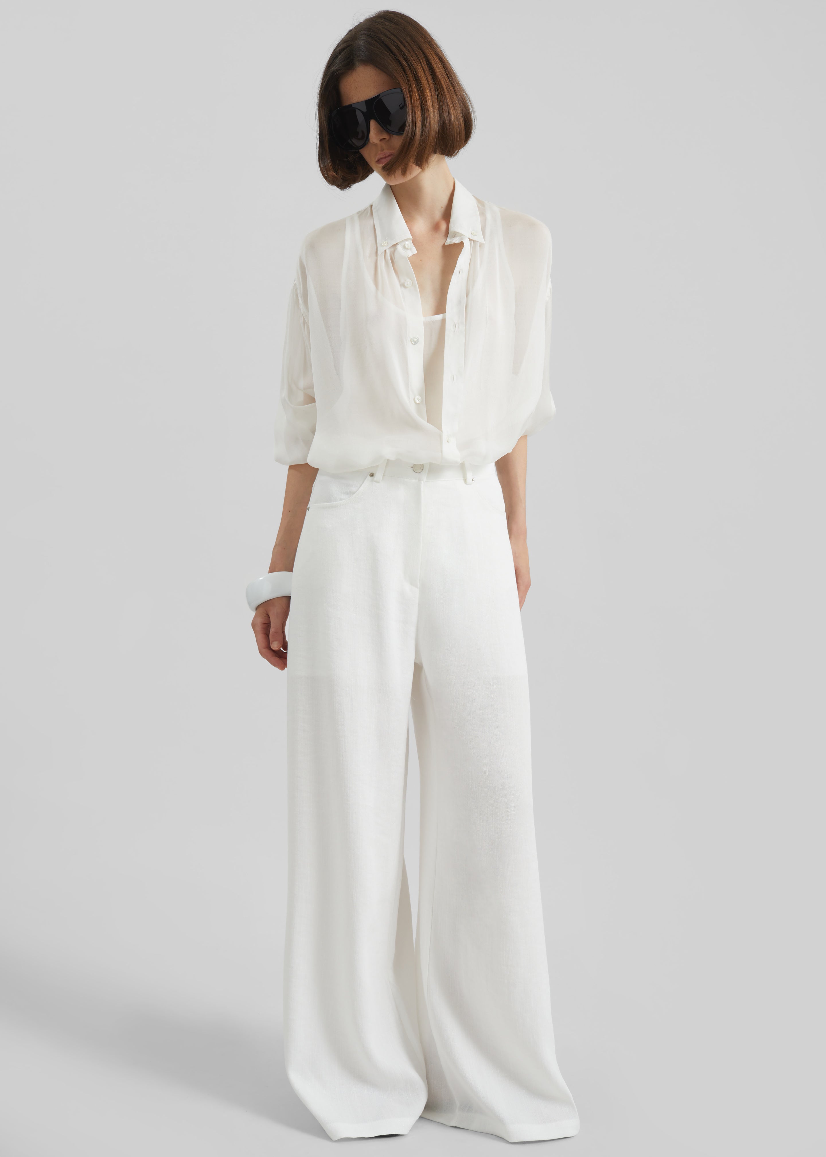 Mapello Wide Leg Pants - White - 1
