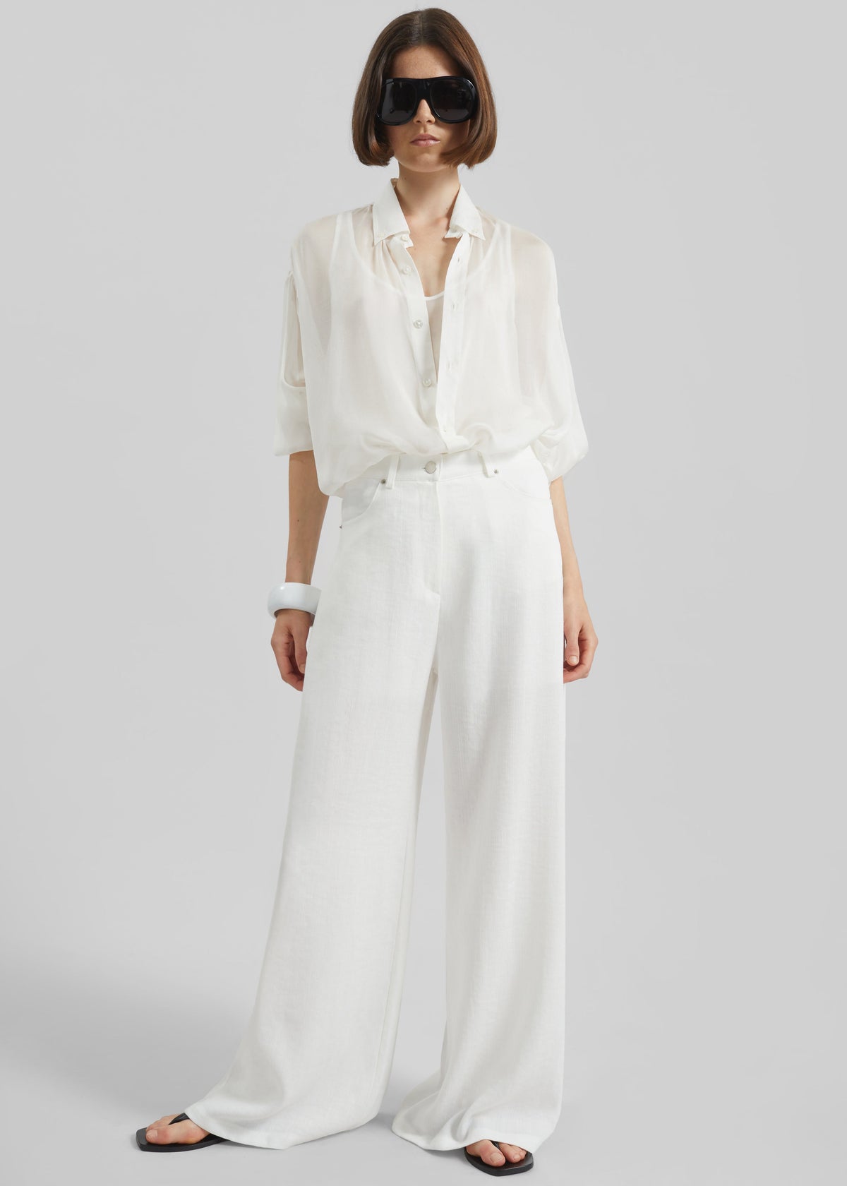 Mapello Wide Leg Pants - White - 5