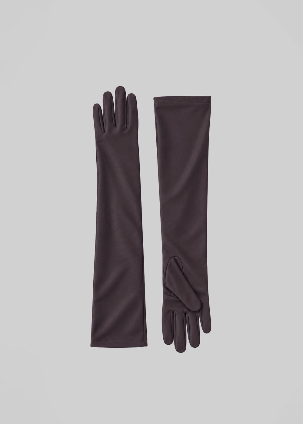Mara Jersey Long Gloves - Dark Brown - 1