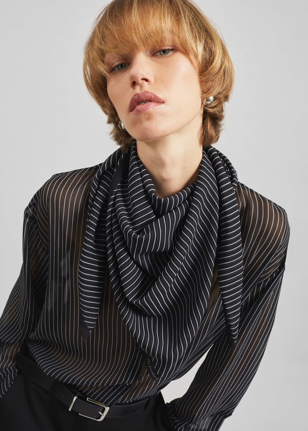 Marais Striped Scarf - Black/White - 1