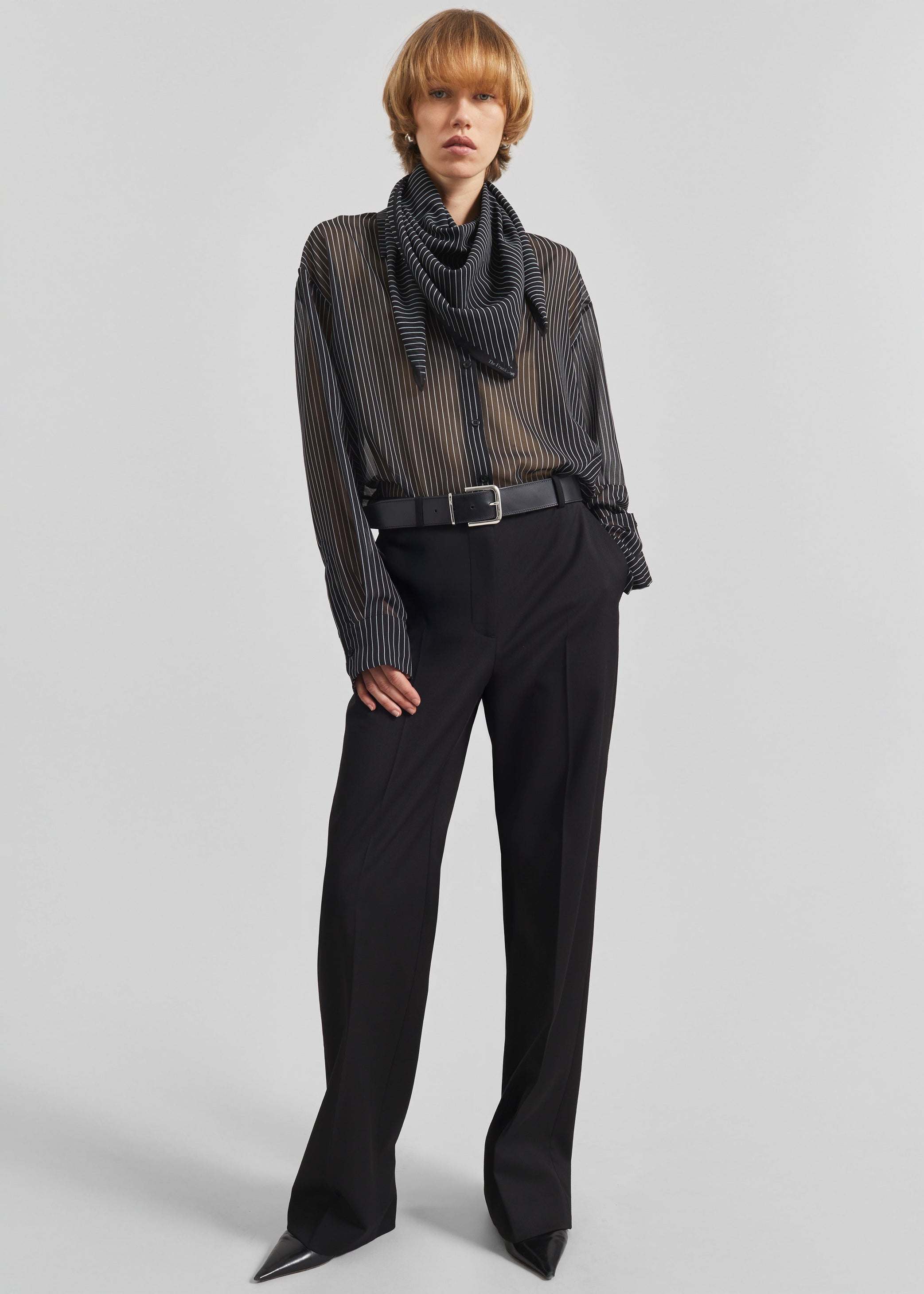 Shop the look image for Marais Striped Scarf - Black/White