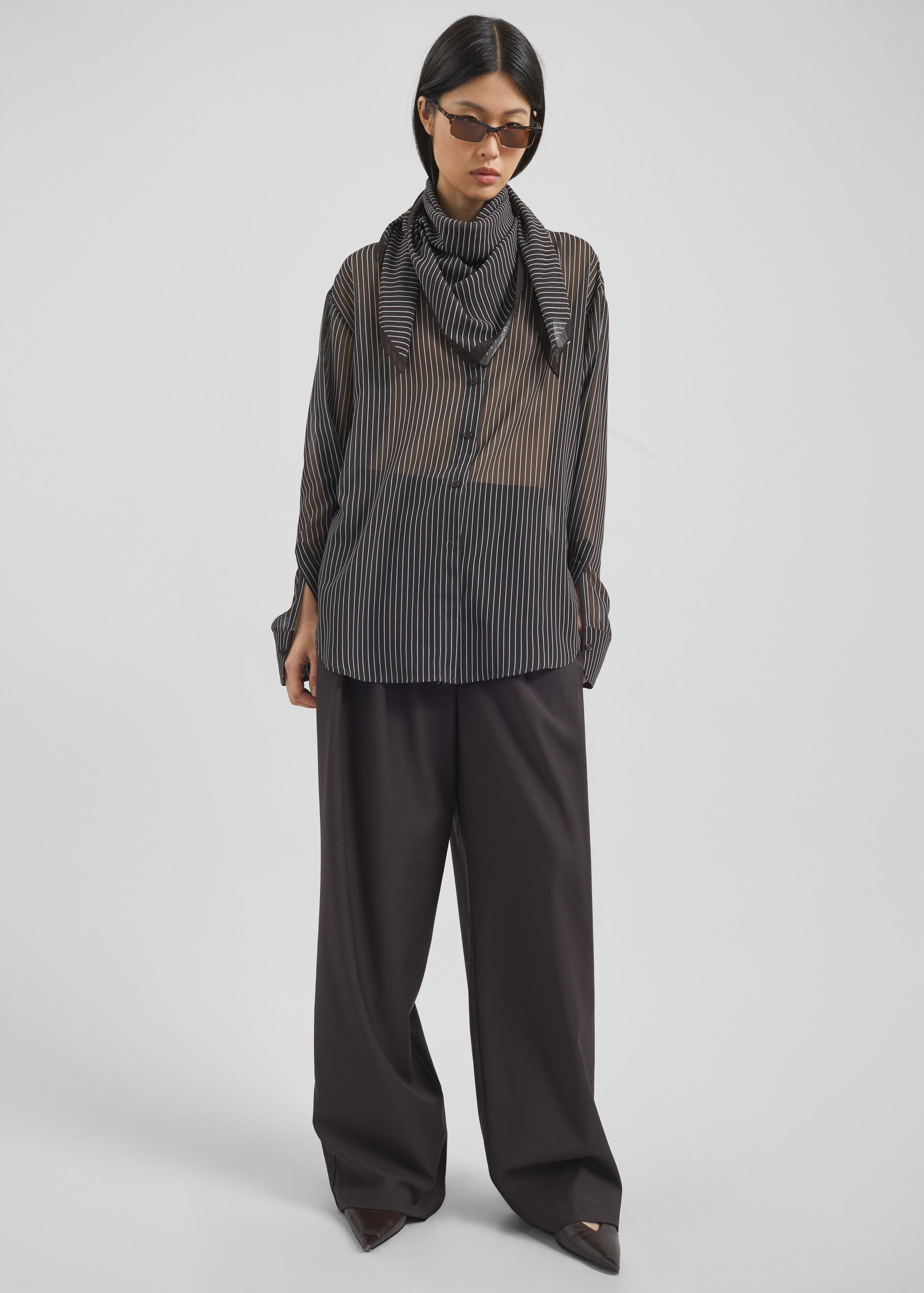 Shop the look image for Marais Striped Scarf - Brown/White