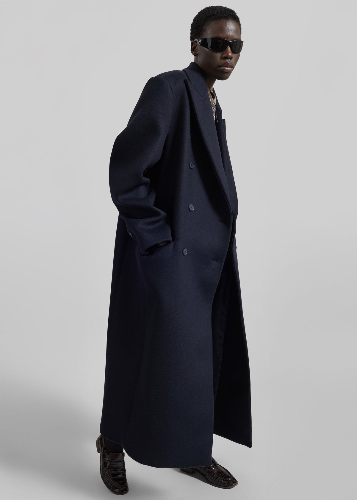 Marcello Double-Breasted Coat - Dark Navy