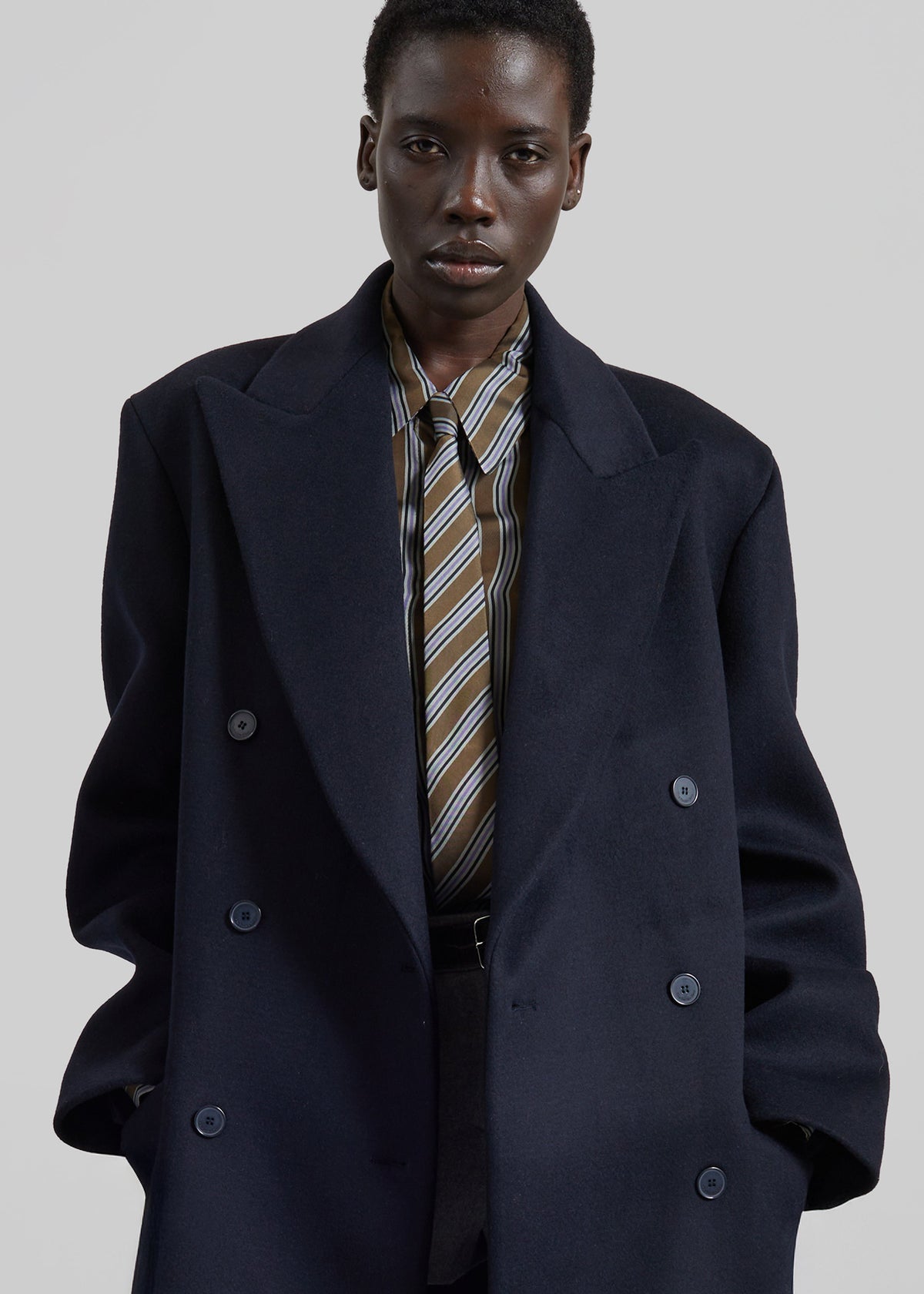 Marcello Double-Breasted Coat - Dark Navy