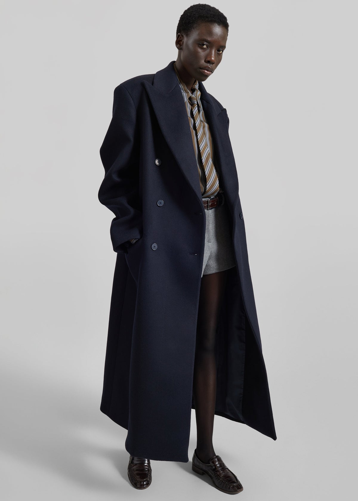 Marcello Double-Breasted Coat - Dark Navy