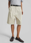 Marfa Cotton Pleated Bermuda - Light Beige