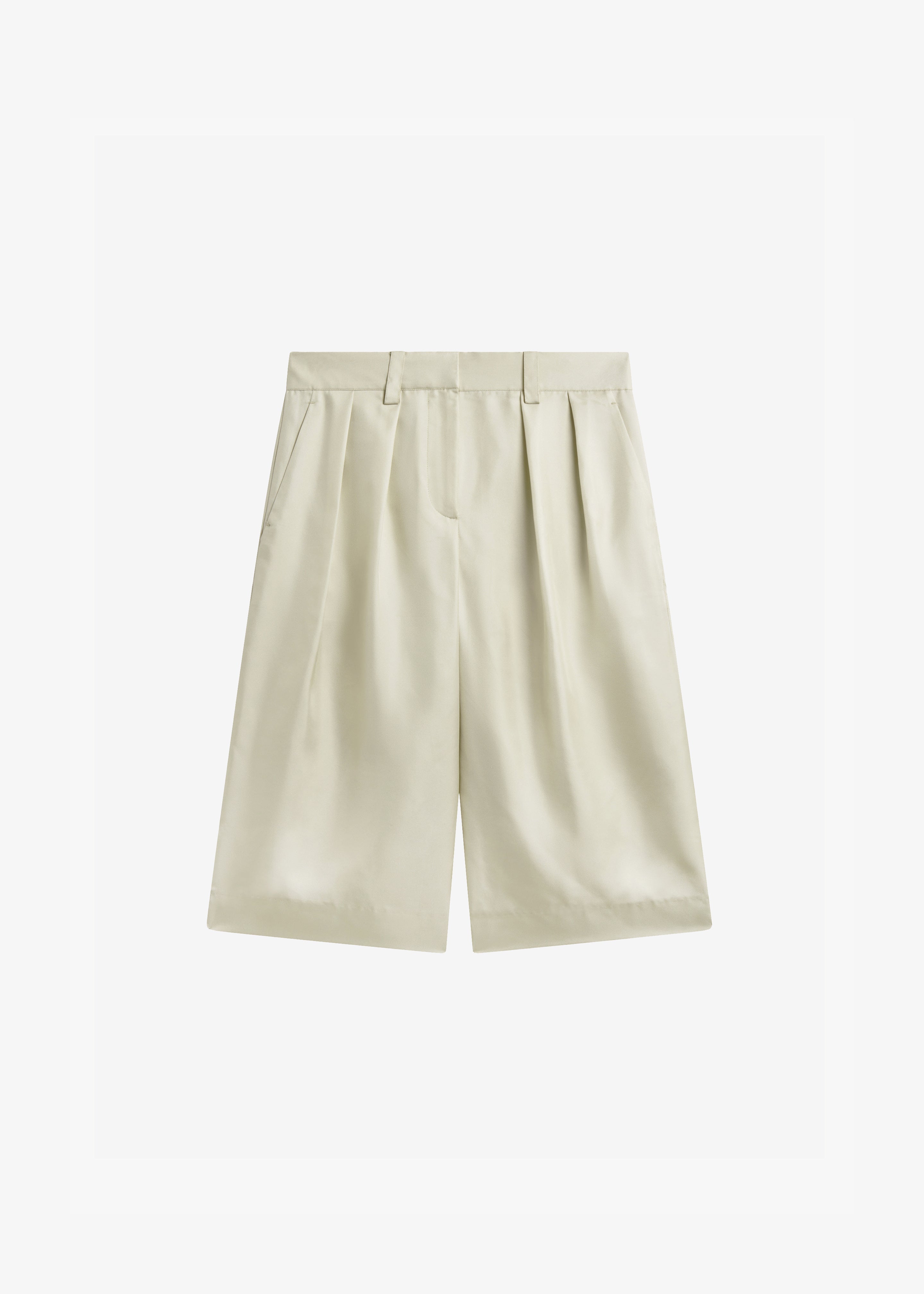 Marfa Cotton Pleated Bermuda - Light Beige - 9
