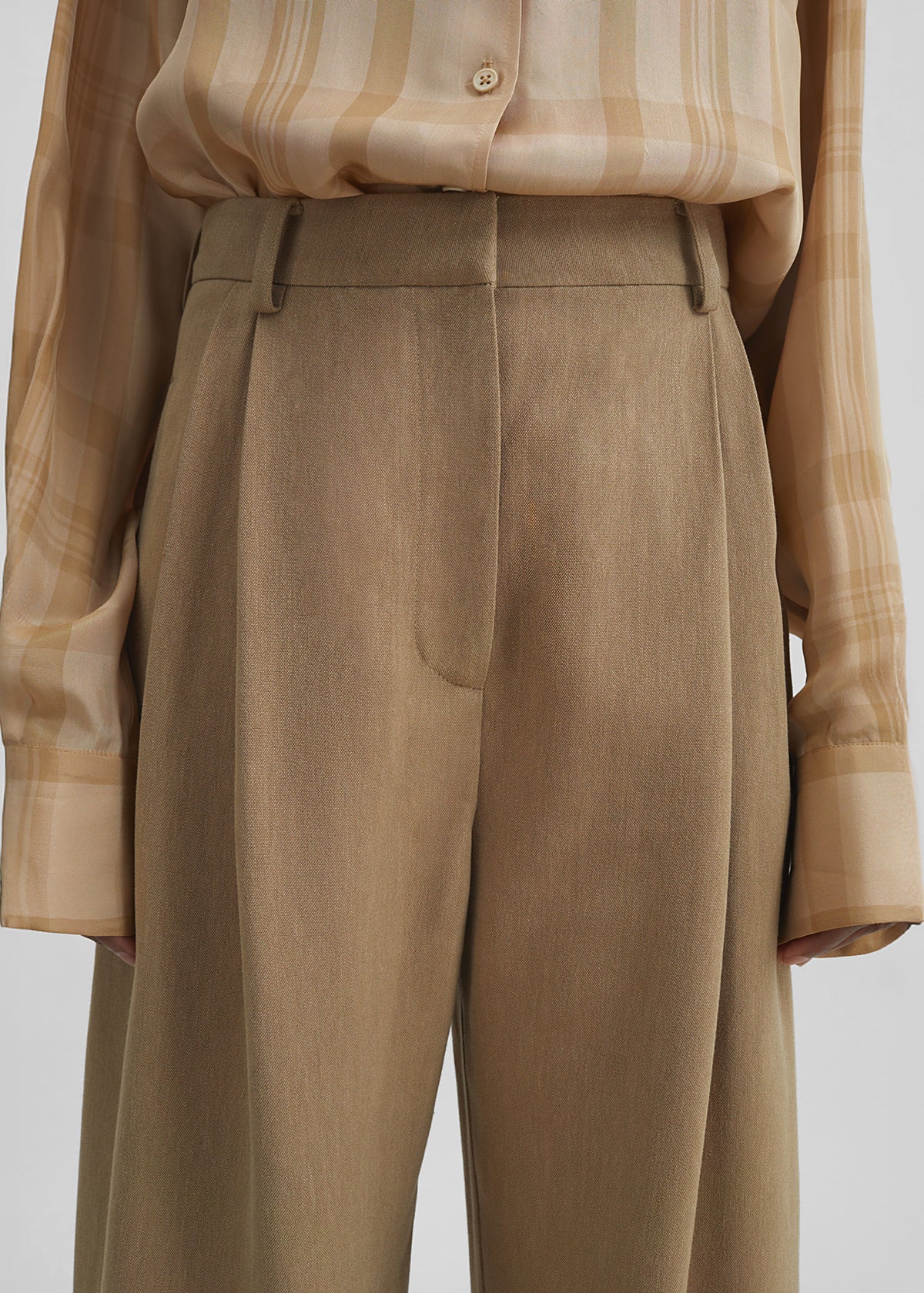 Marfa Linen Pleated Trousers - Camel - 5