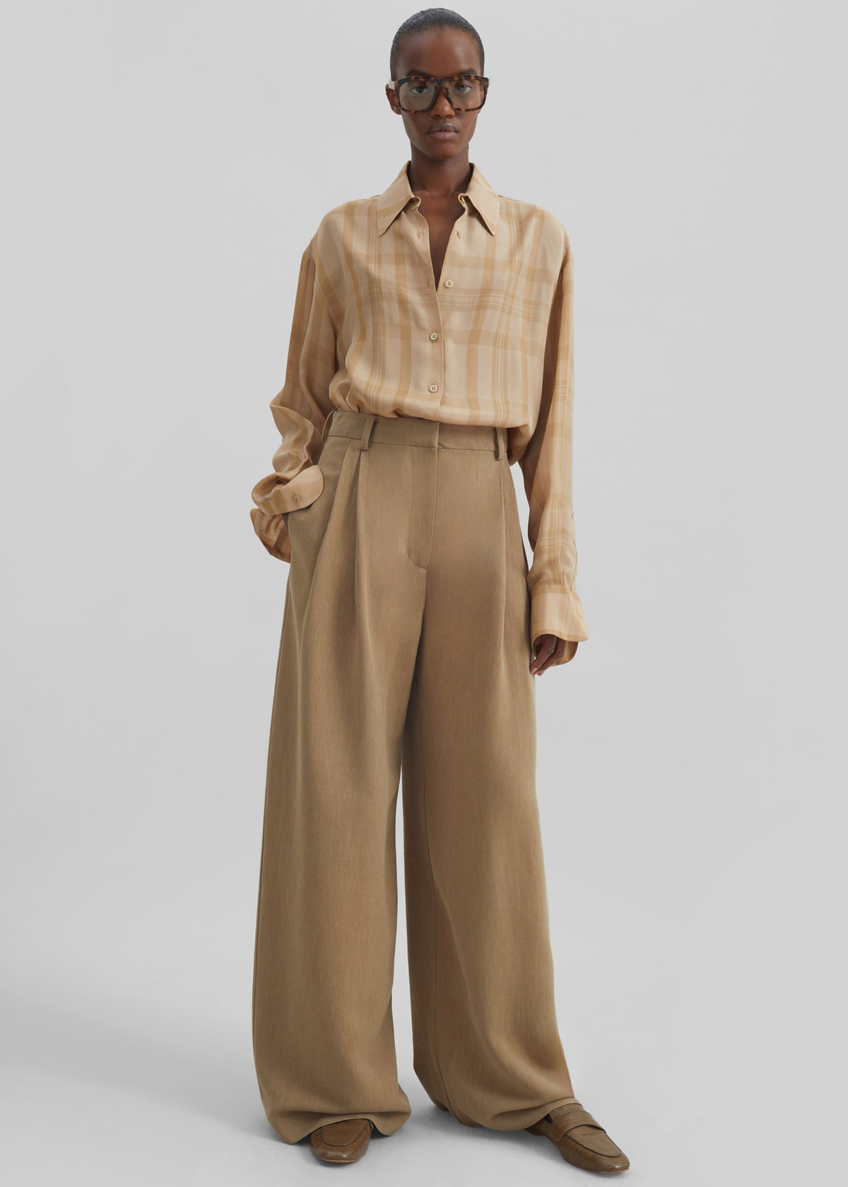 Marfa Linen Pleated Trousers - Camel - 4