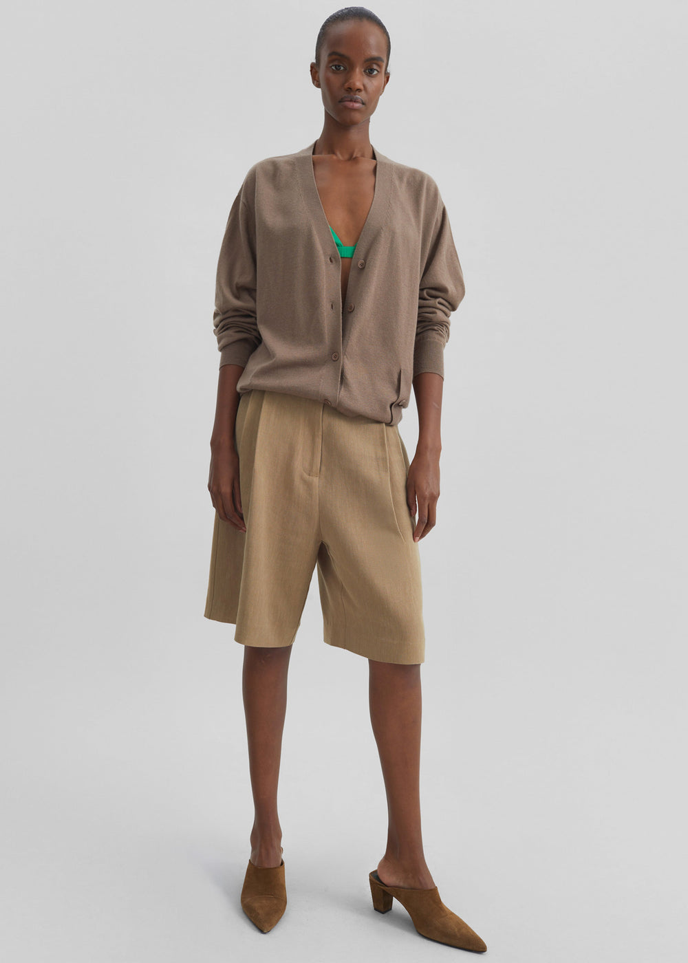 Marfa Linen Bermuda Shorts - Camel