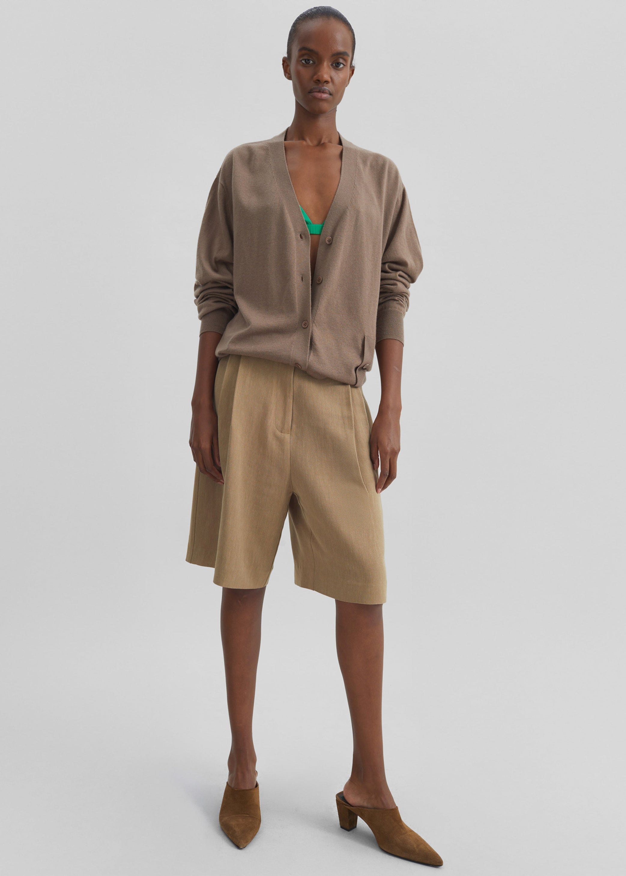 Shop the look image for Marfa Linen Bermuda Shorts - Camel