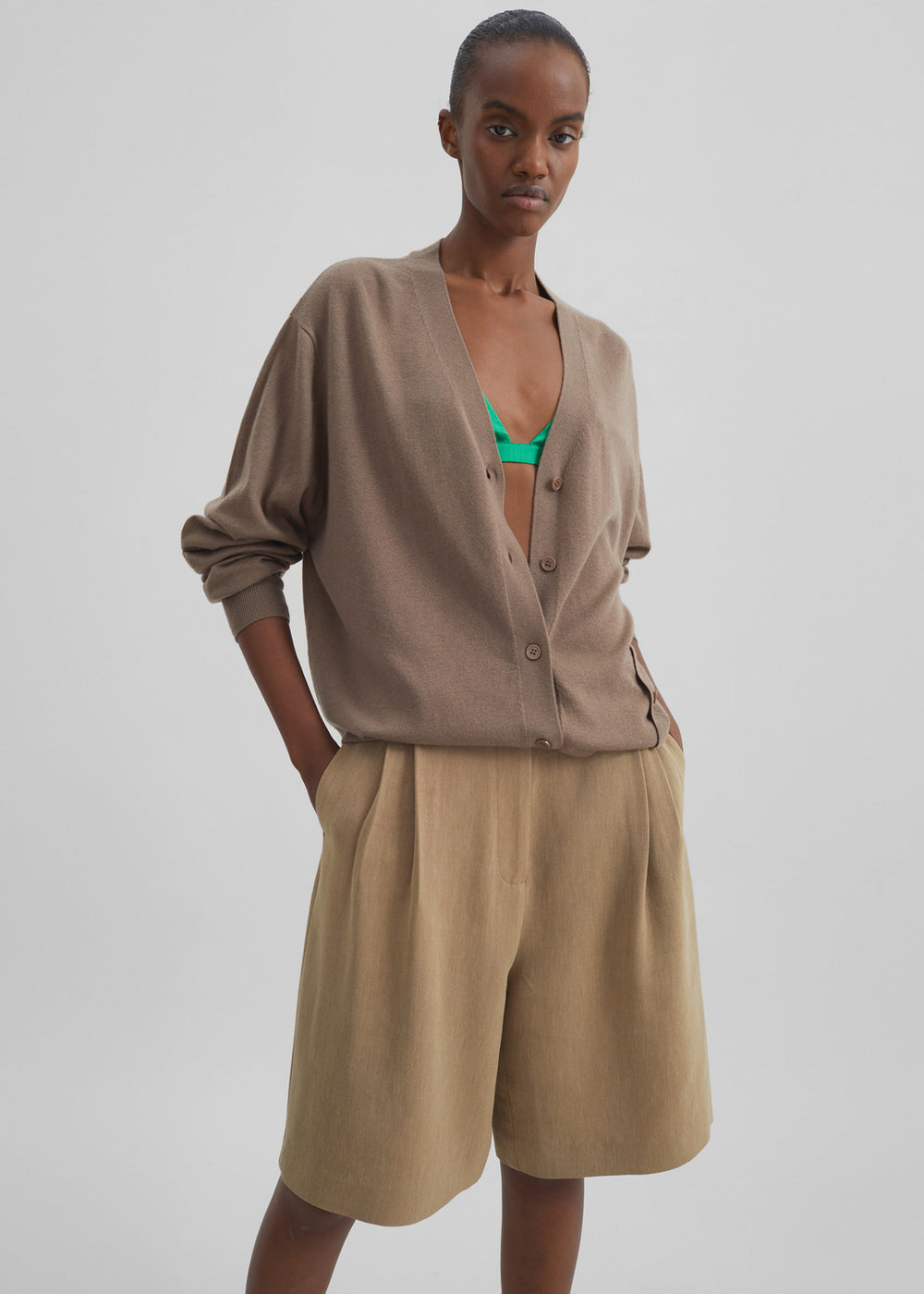 Marfa Linen Bermuda Shorts - Camel - 1