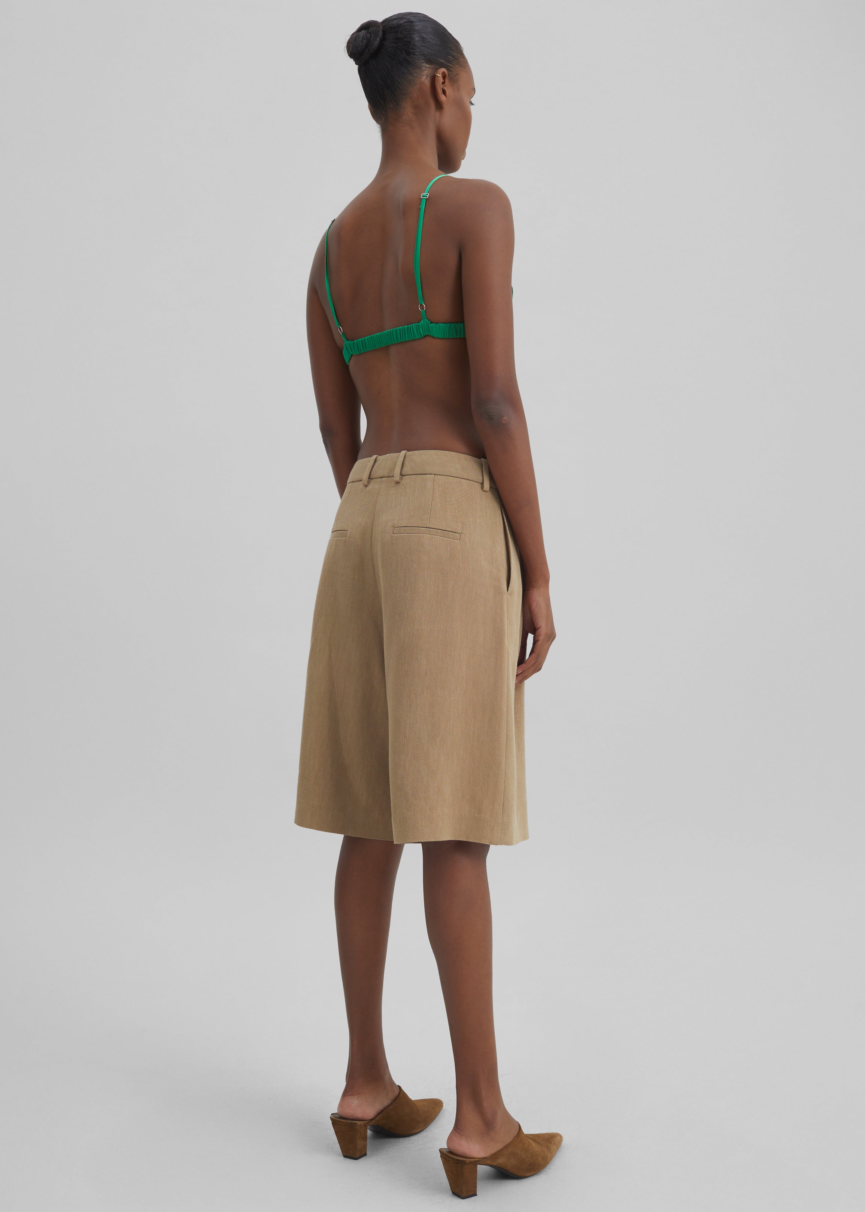 Marfa Linen Bermuda Shorts - Camel - 6