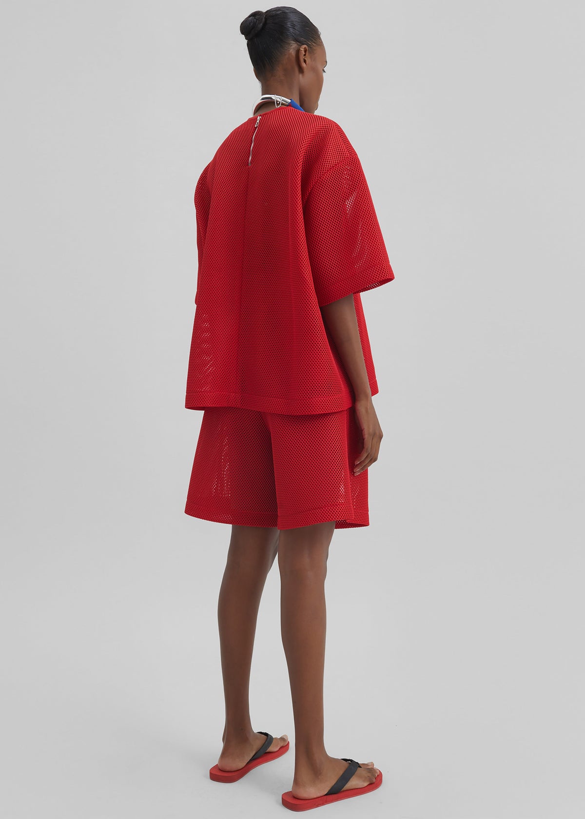 Marfa Mesh Pleated Bermuda Shorts - Red - 10