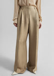 Marfa Pleated Silk Trousers - Beige