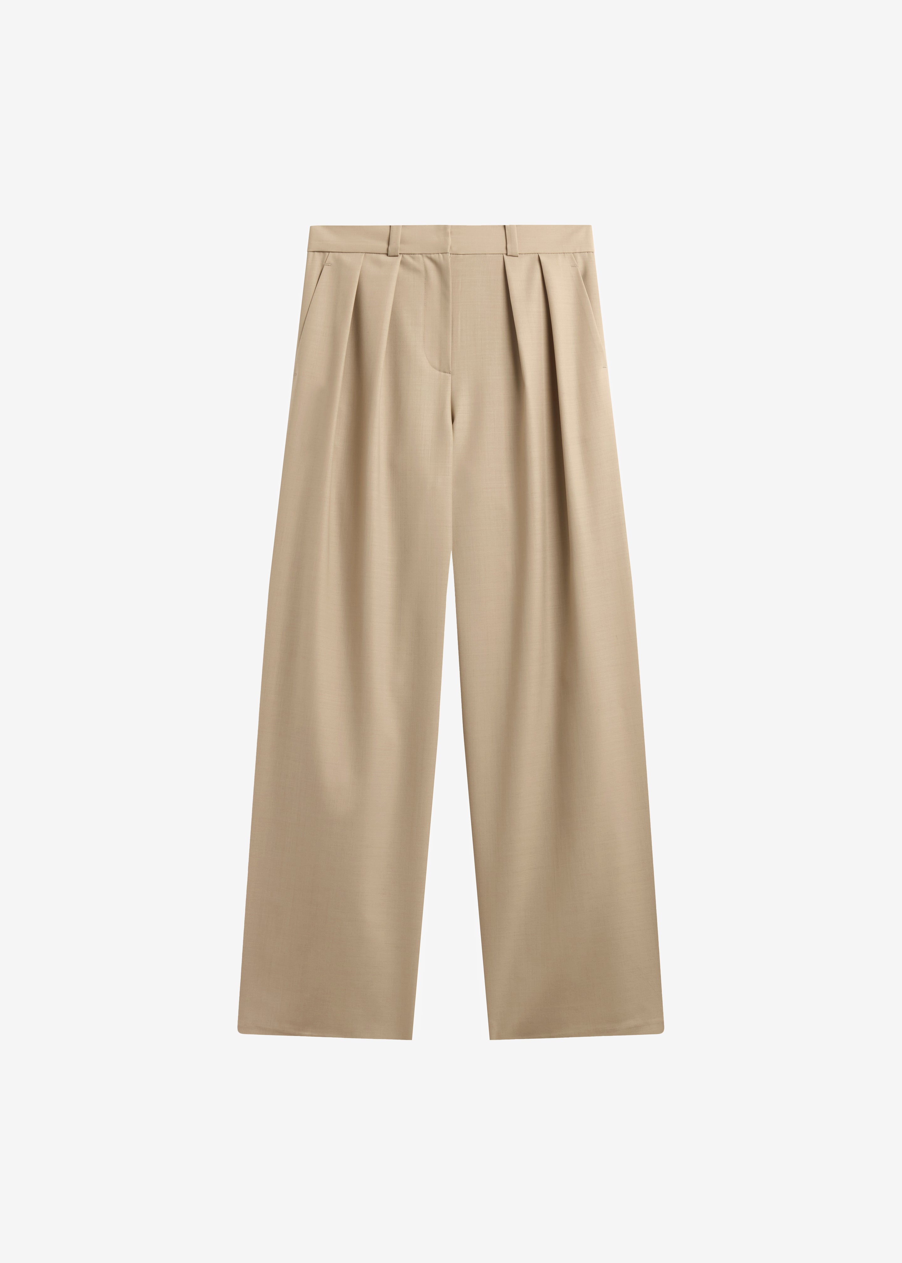 Marfa Pleated Silk Trousers - Beige - 8