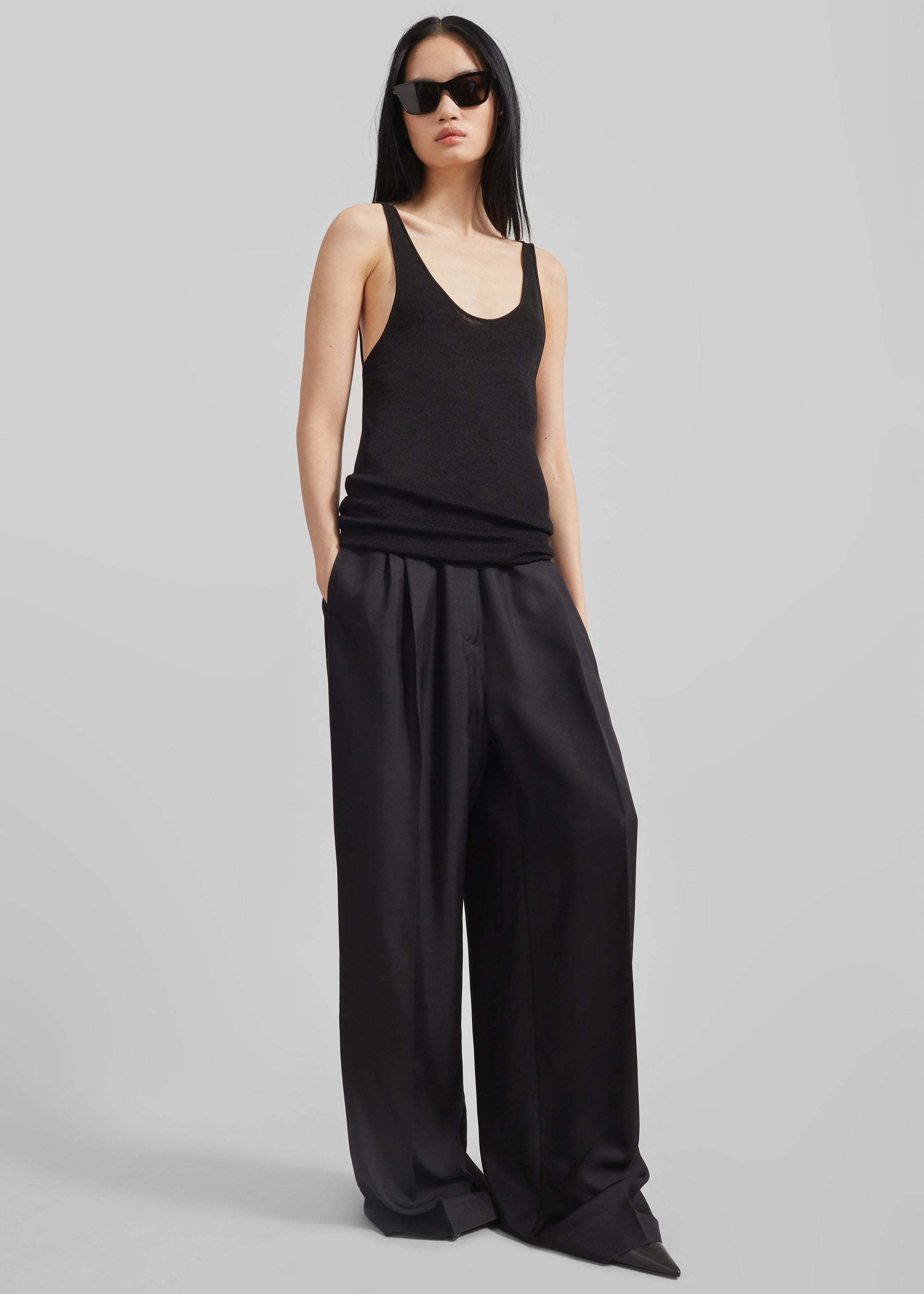Shop the look image for Marfa Pleated Silk Trousers - Black